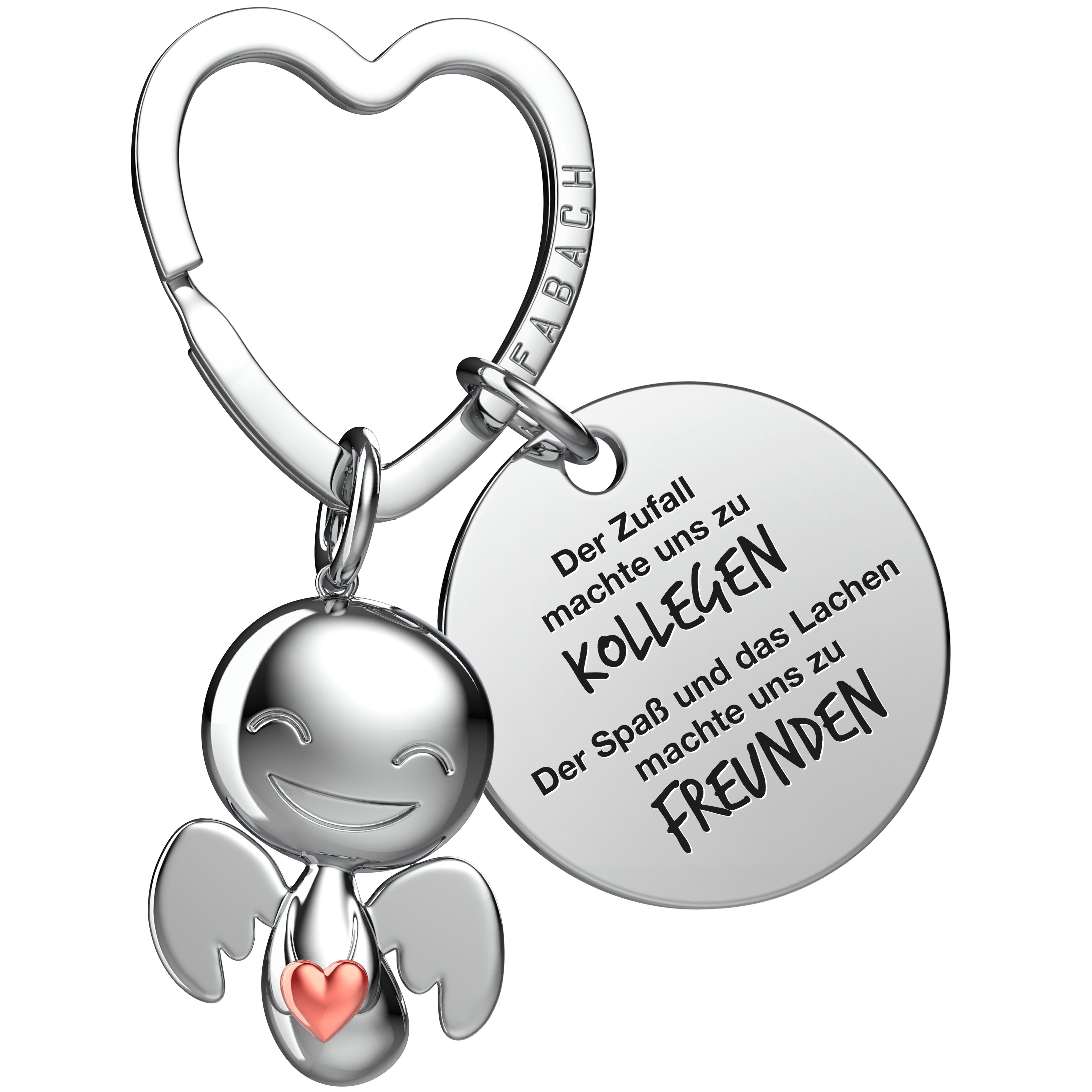 FABACH Schlüsselanhänger Schutzengel Happy mit Herz & "Beste Kollegin" Gravur