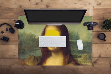 MuchoWow Gaming Mauspad Mona Lisa - Leonardo da Vinci - Gelb (1-St), Büro für Tastatur und Maus, Mousepad Gaming, 90x60 cm, XXL, Großes