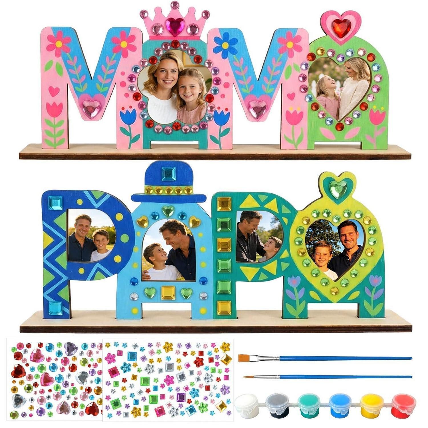 LuxusKollektion Kreativset DIY Bilderrahmen Set PAPA Mama Holz Deko Geschenk