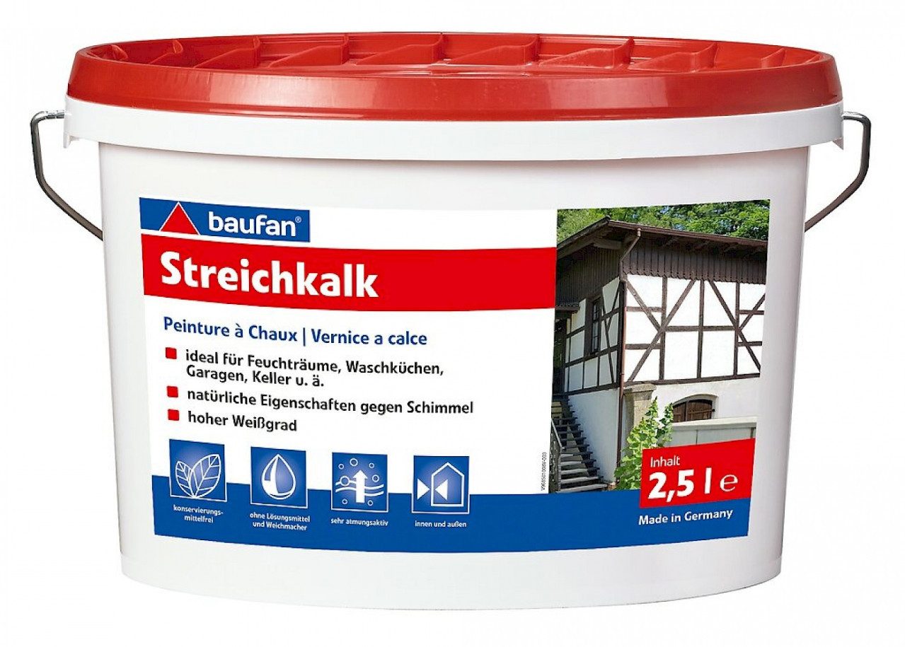 Wandfarbe Baufan Streichkalk 2,5 L weiß