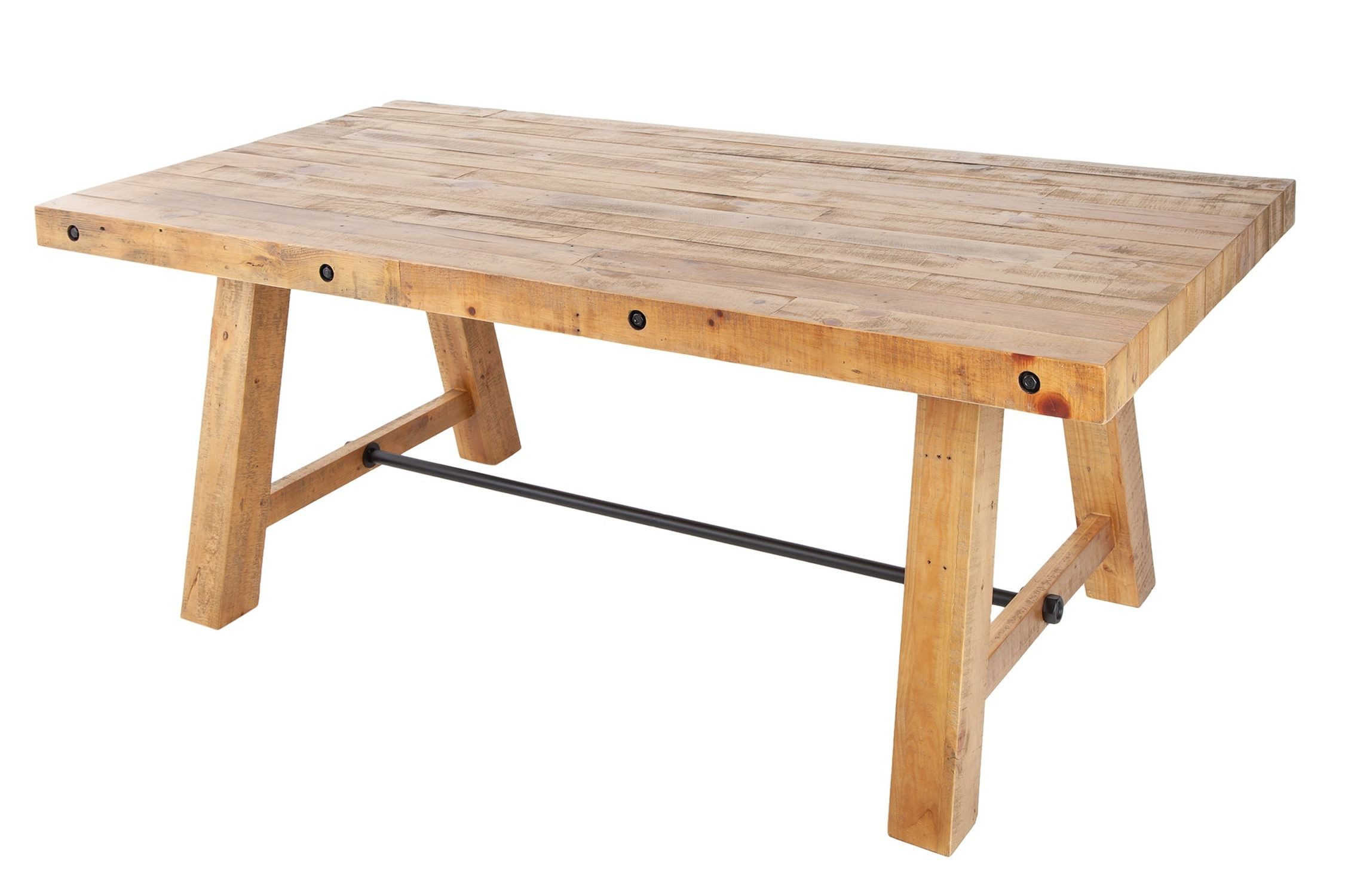 Licht-Erlebnisse Esstisch THABO, aus recyceltem Holz (Kiefer) in Vintage Braun 165 x 90 x 76 cm (LxBxH)