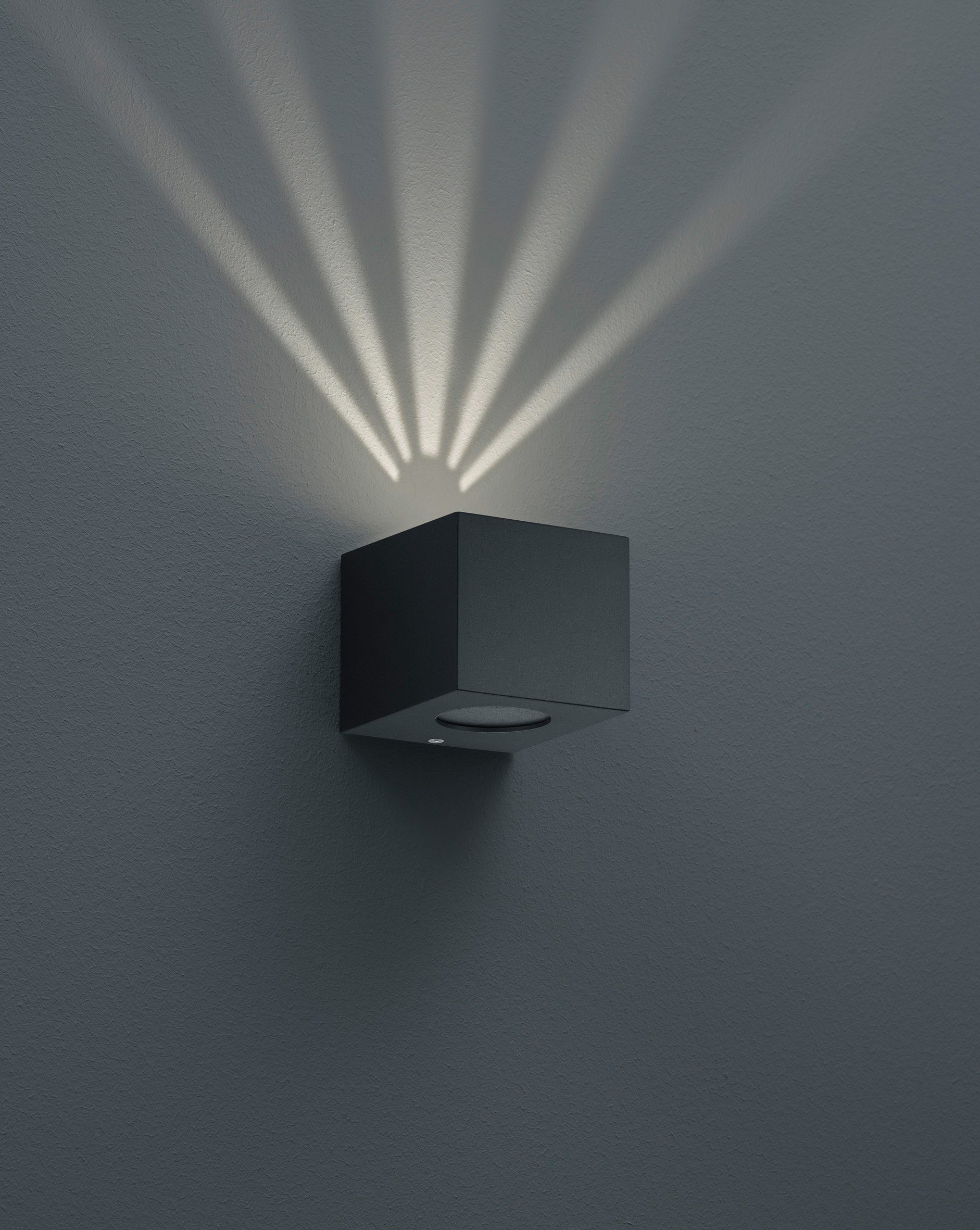 Reality Leuchten LED Außen-Wandleuchte Cordoba, LED fest integriert, Warmweiß, Schwarz matt, Up and down Beleuchtung, IP44, warmweiß 3000 Kelvin – Bild 5 von 5