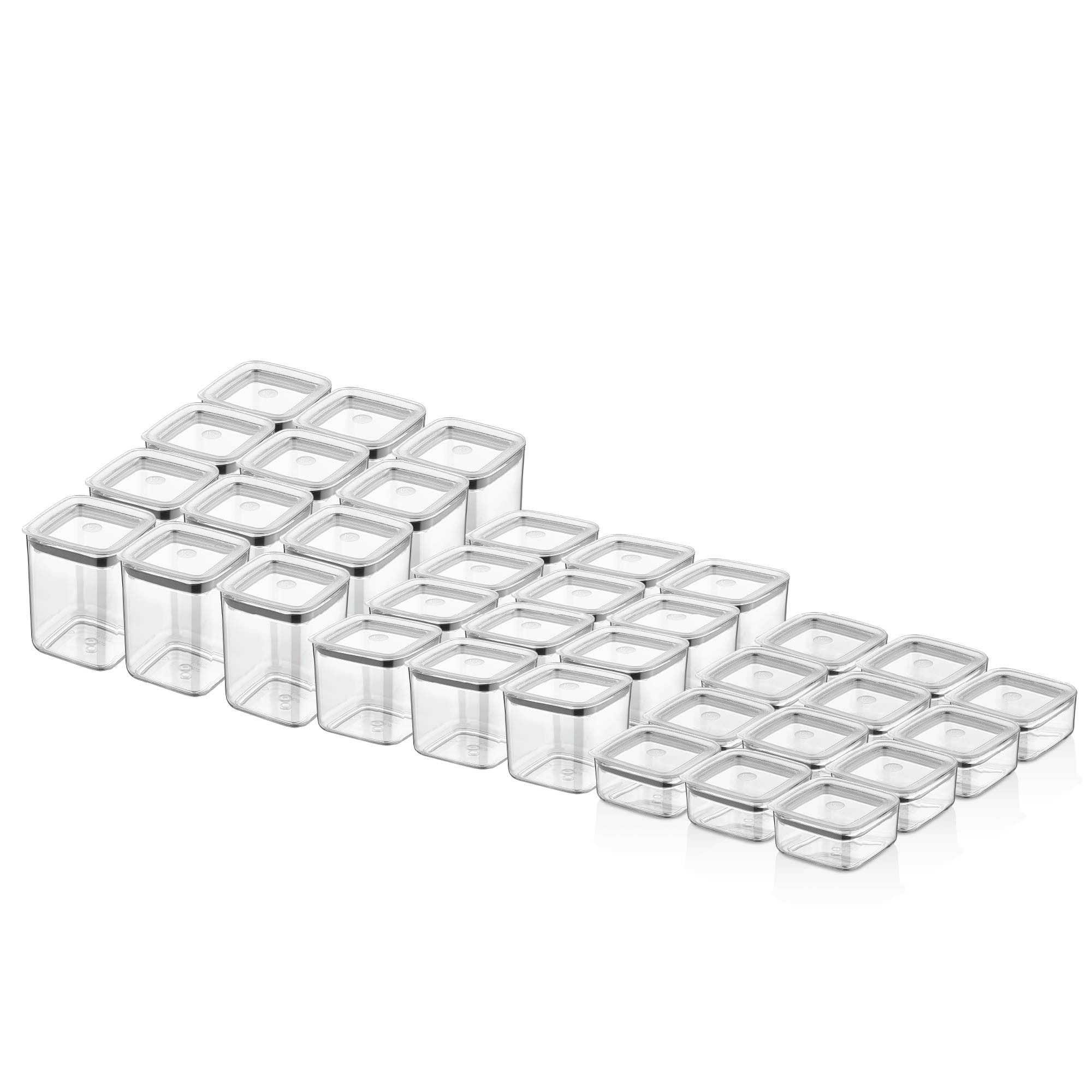 Vip Ahmet Vorratsdose Vorratsdosen mit Deckel, (36er Set, 0,35L - 1L), BPA-frei, Kunststoff, (36-tlg., 36er-Set, 12 x 1L, 12 x 0,7L, 12 x 0,35L), mit Vakuumdeckel