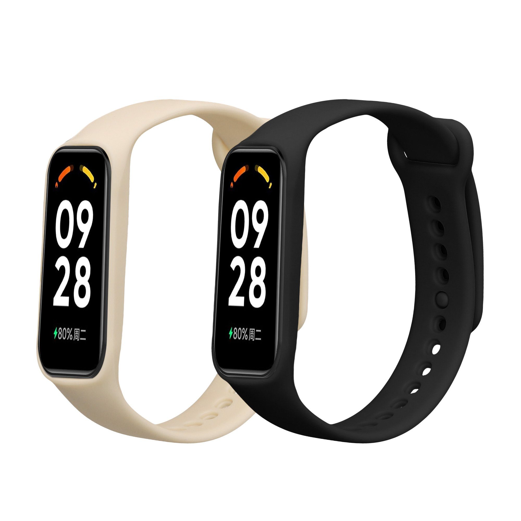kwmobile 2x Uhrenarmband für Xiaomi Smart Band 8 Active Armband Smartwatch, 2-tlg., Fitnesstracker Band Set aus TPU Silikon - Ersatzarmband Smartwatch