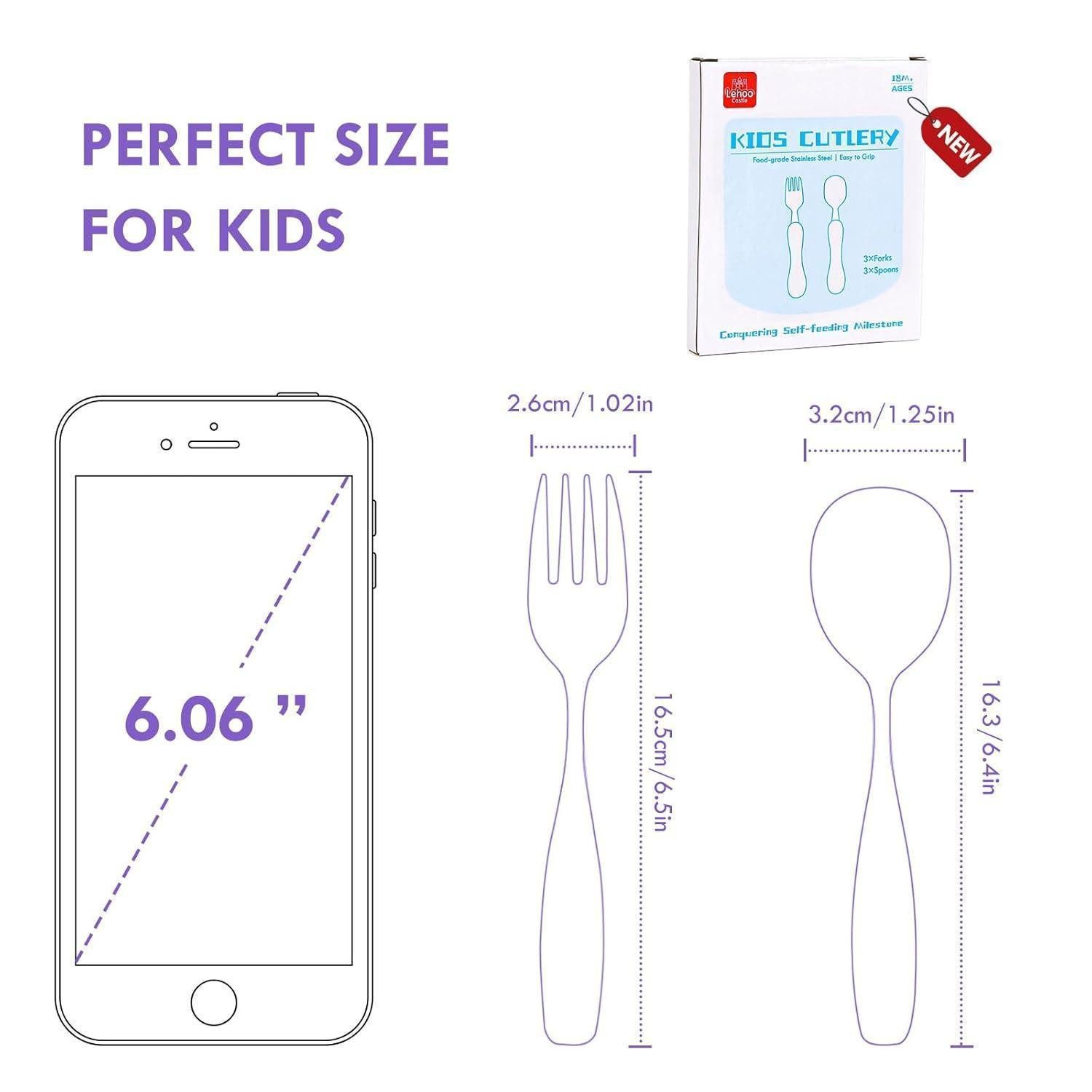 LuxusKollektion Kinderbesteck Kinderbesteck 6teilig Edelstahl Plastik Einhorn-tier-gabel-löffel