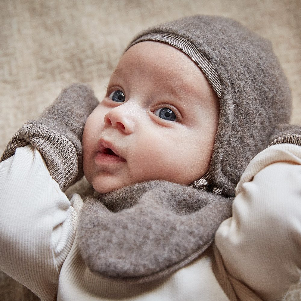 MAXIMO Halstuch GOTS BABY-Tuch, Wollfleece Jerseyfutter, Klettverschluß, (1-St), Wollfleece