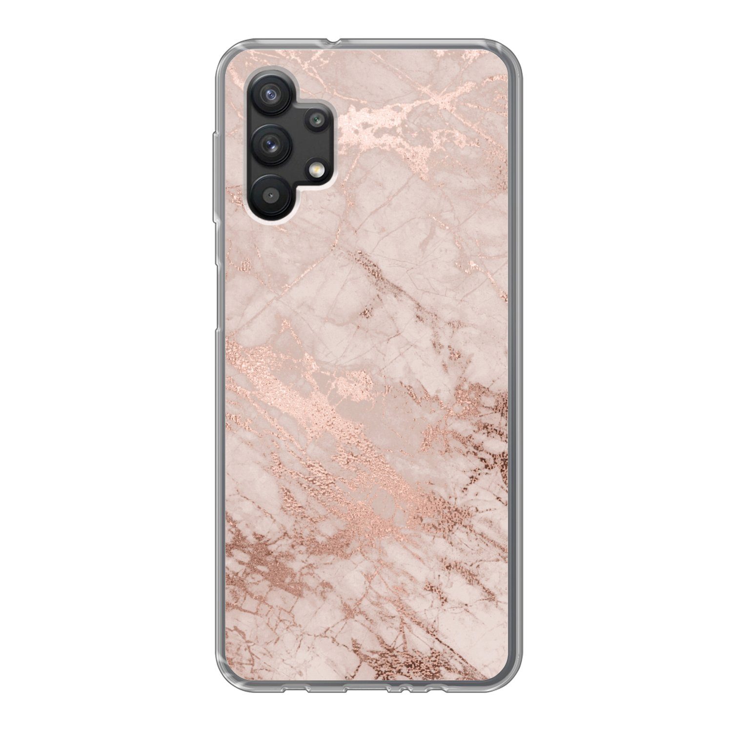 MuchoWow Handyhülle für Samsung Galaxy A32 5G Marmor - Rosa - Luxus - Marmoroptik - Glitze, Smartphone-Bumper, Print, Handy Schutzhülle Dünn