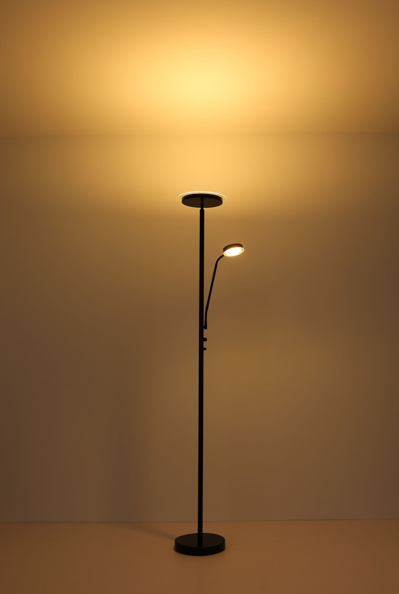 Globo Stehlampe Globo Wohnzimmer Stehlampe schwarz Deckenfluter Stehleuchte LED