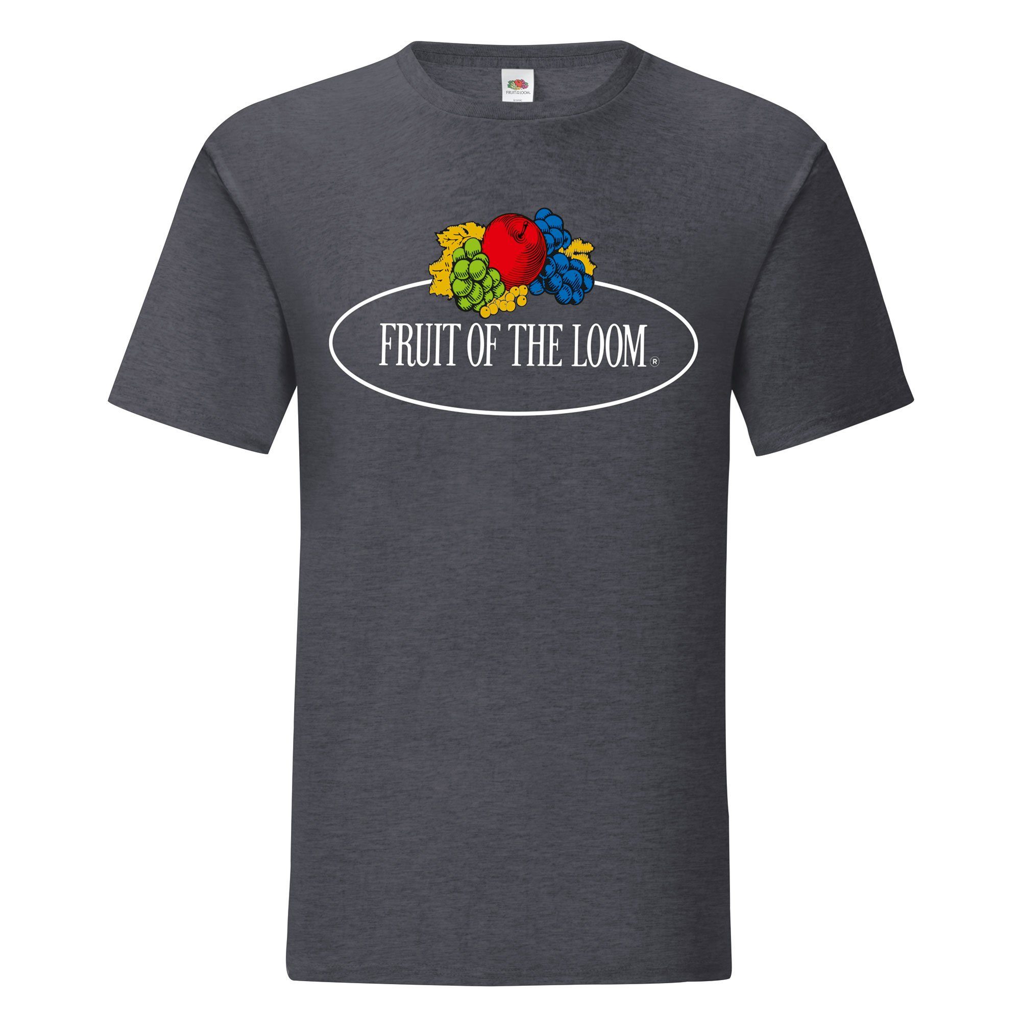 Fruit of the Loom Rundhalsshirt Iconic 150 T-Shirt dunkelgrau meliert - Vintage-Logo groß