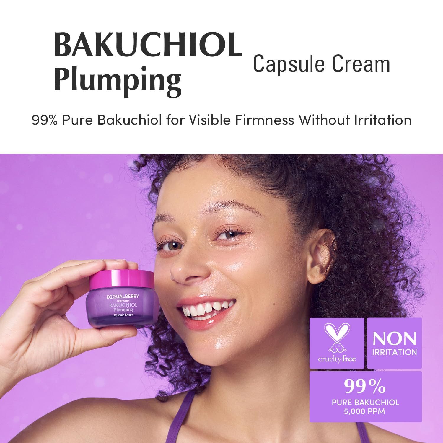 Eqqualberry Tagescreme Deep Cera Bakuchiol Plumping Capsule Cream 50ml – Bakuchiol Gesichtscreme mit 5-fach Ceramid, Kollagen & Niacinamid, straffende, Anti-Aging Creme, Retinol Alternative, für alle Hauttypen