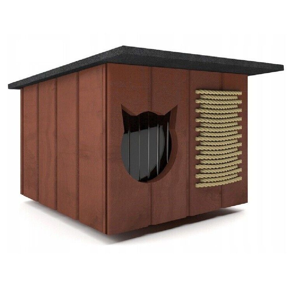 QLS Tierhaus Chill Katzenhaus, outdoor draußen Hütte Höhle Winterfest isoliert Holz 56x47cm