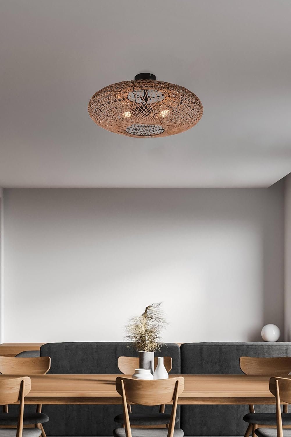 lightling Deckenleuchte Edda, ohne Leuchtmittel, Geflecht aus Sisal