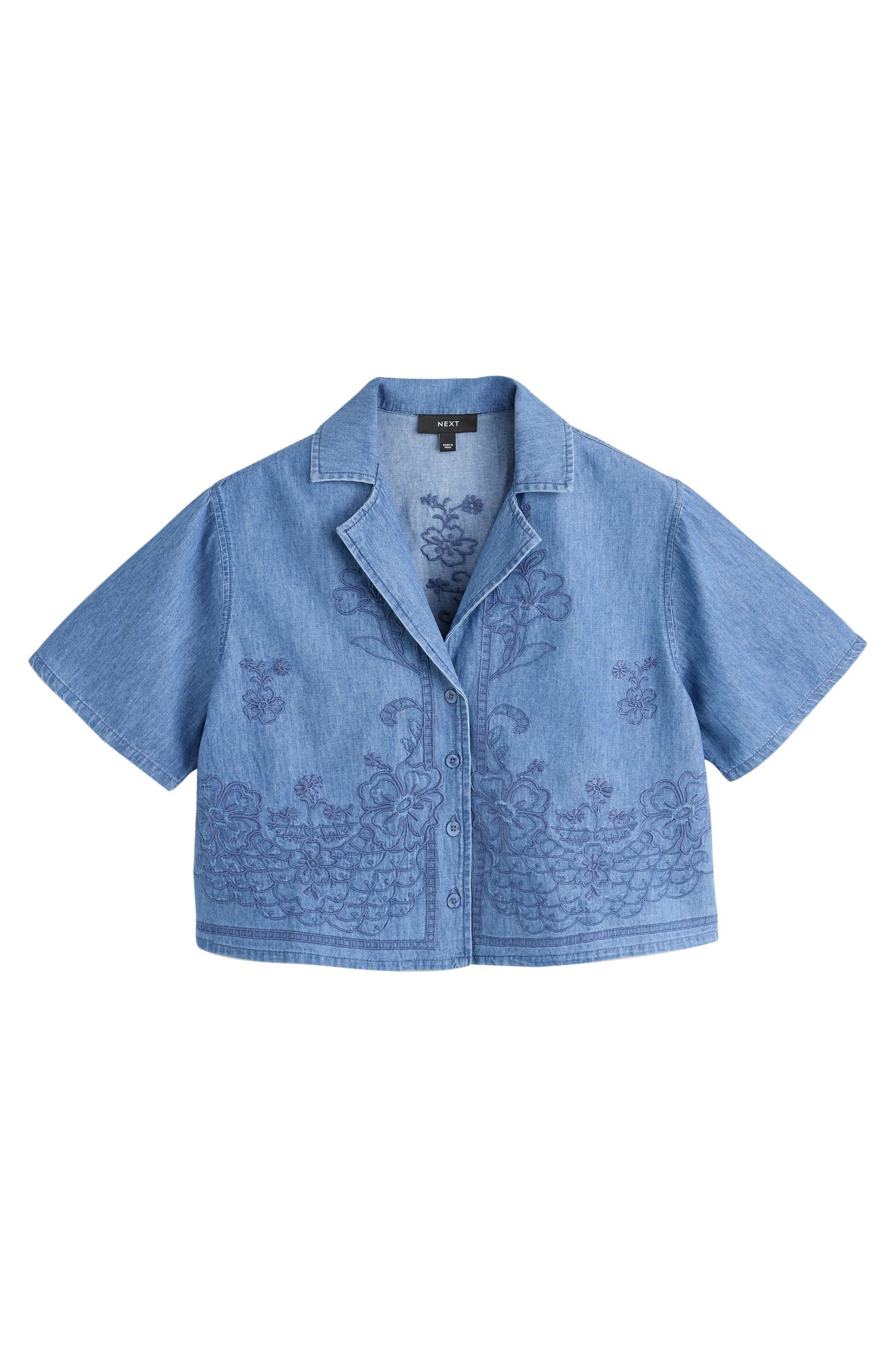 Jeansbluse Kurzärmeliges Jeanshemd