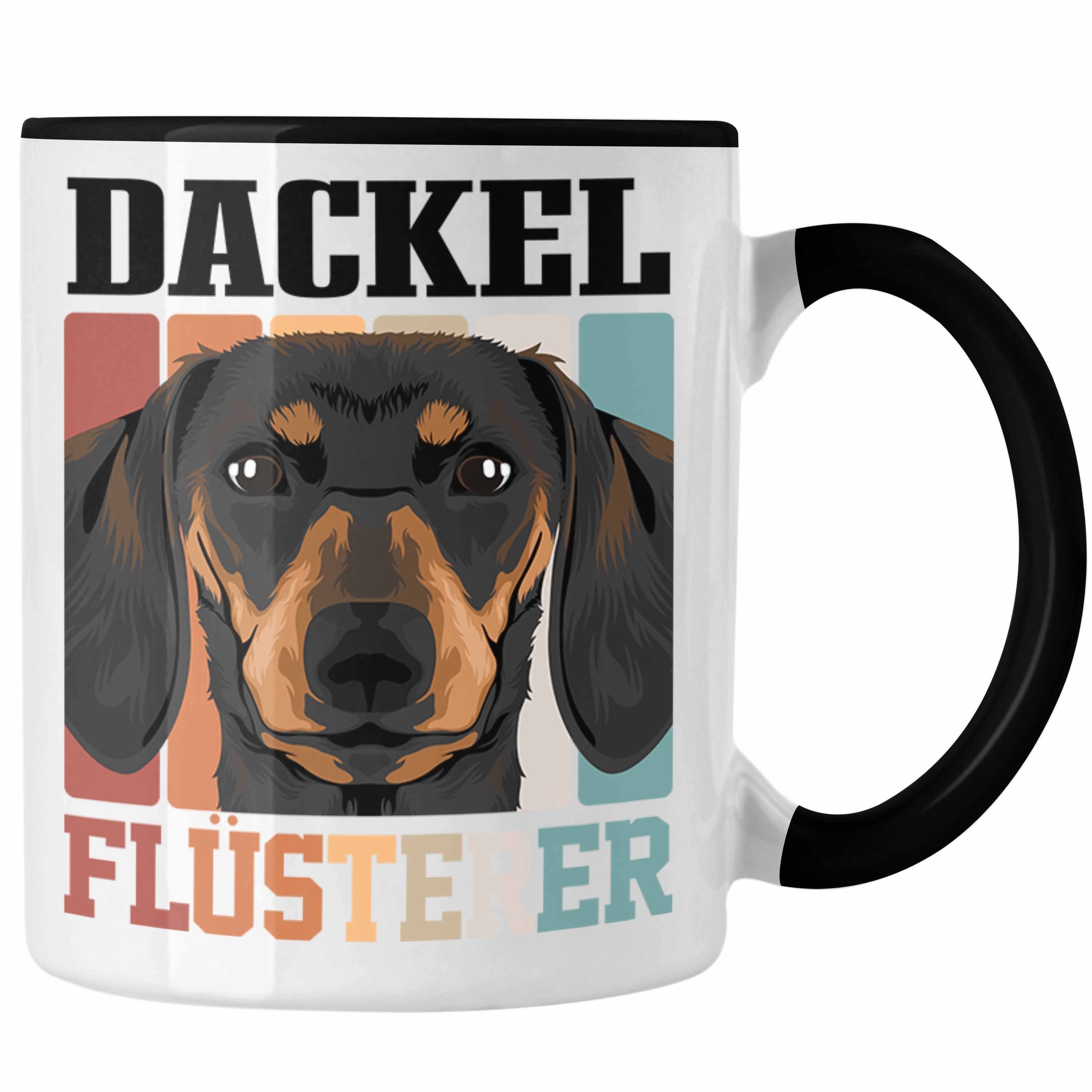 Trendation Dackel Mama Tasse – Schwarz, Spülmaschinenfest, Beidseitig Bedruckt, Geschenk Für Dackel-Besitzerinnen
