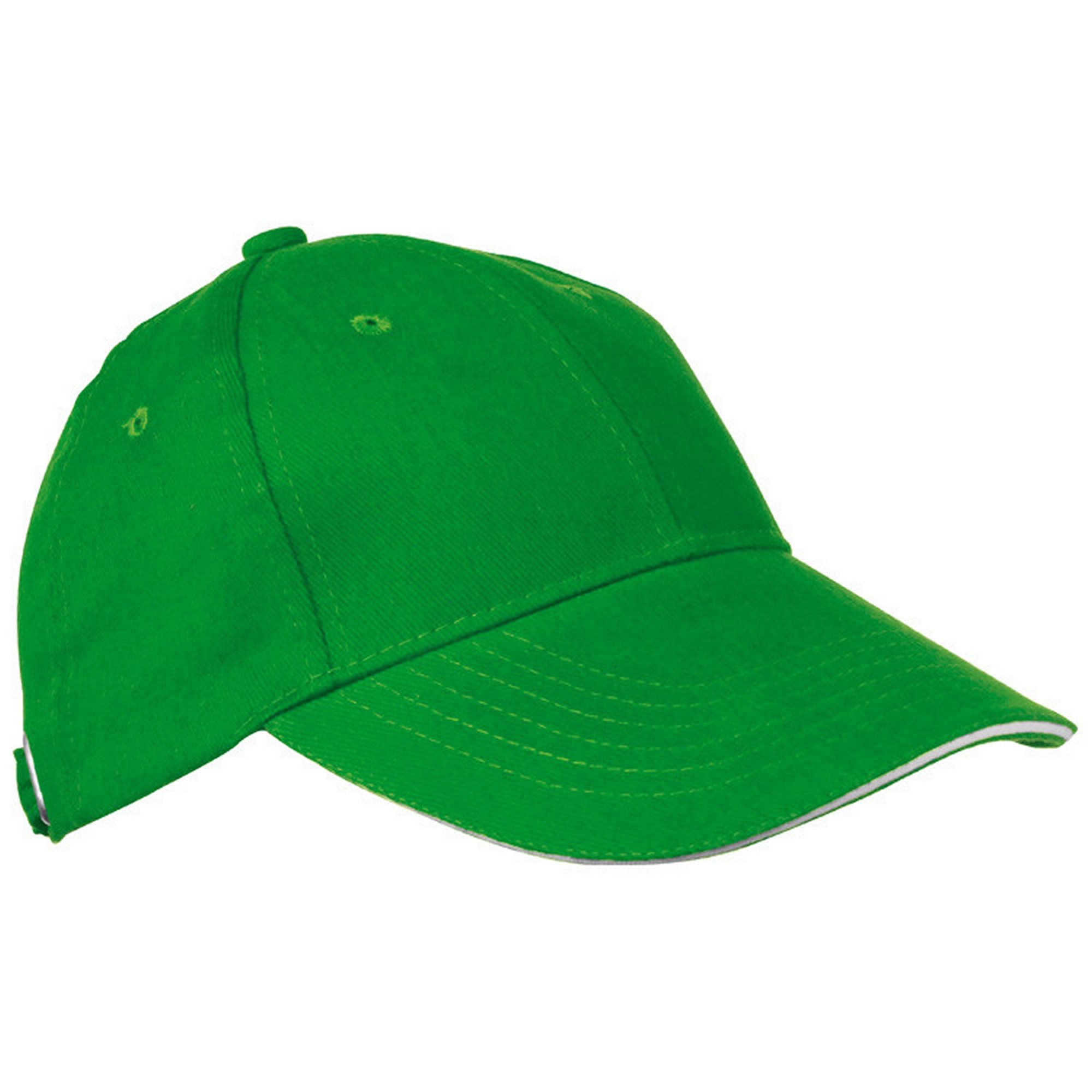 Baseball Cap Baumwoll-Basecap 6 Panel heavy-brushed Cotton / Farbe: grün