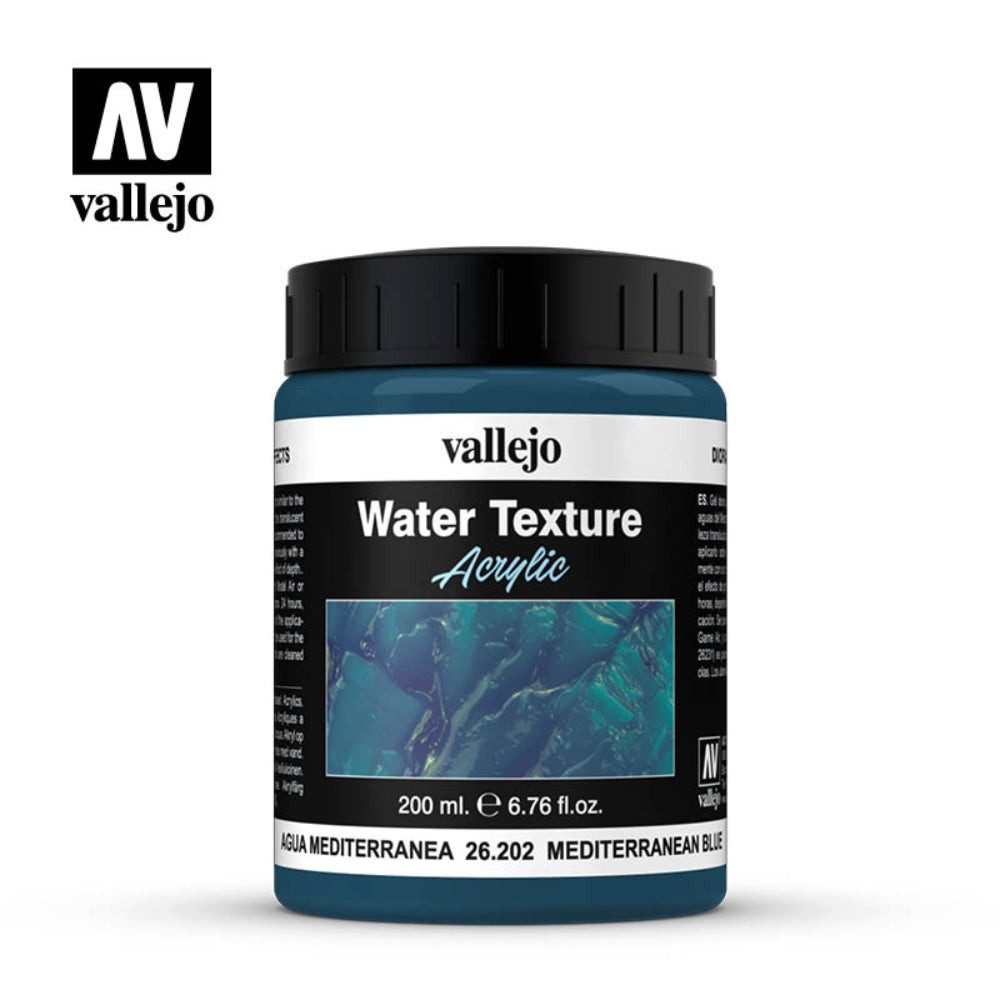 Vallejo Spielfigur Water Texture - Mediterranes Wasser/Mediterranean Blue, 200 ml (26.202