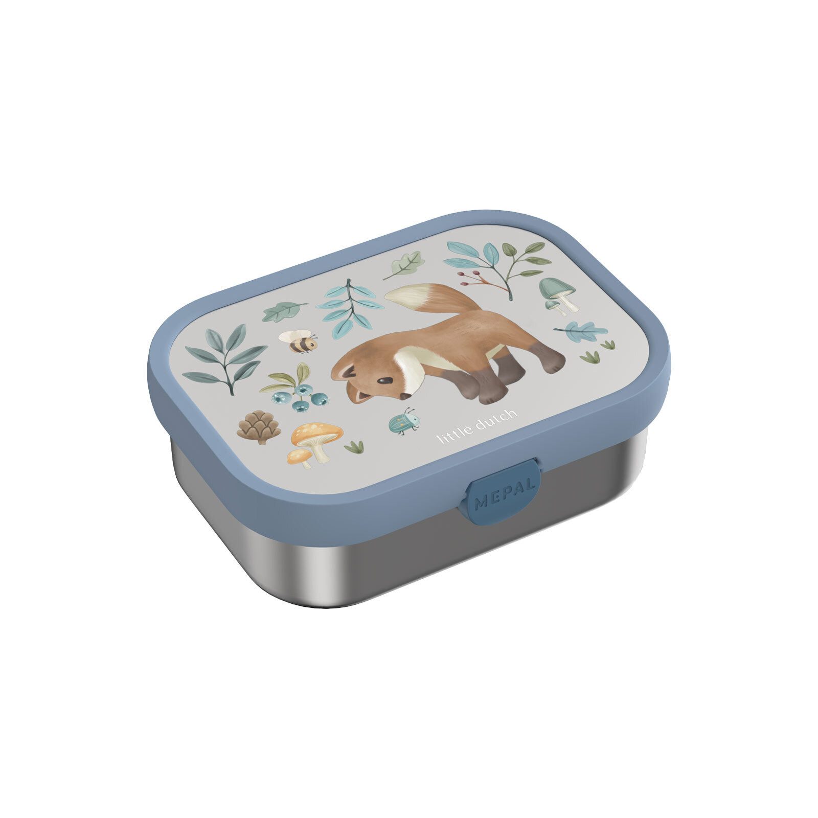 Mepal Lunchbox Campus Edelstahl-Brotdose mit Gabel 18 x 13 cm, Edelstahl/Kunststoff, (1-tlg), Spülmaschinenfest