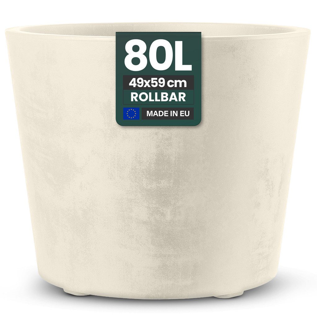 Kreher Pflanzkübel 'Millennium' in Naturstein Optik, 80 Liter, rollbar (Farbe wählbar)