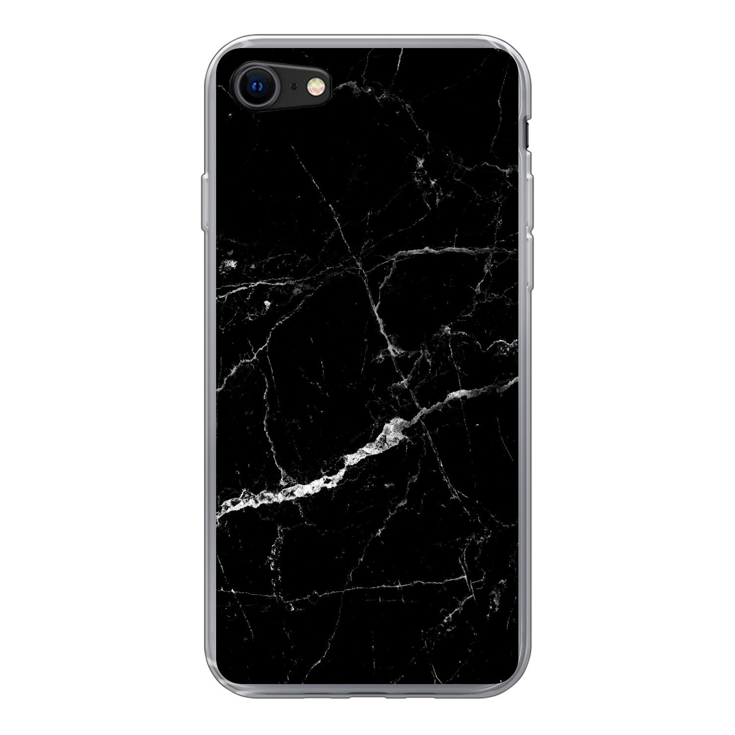 MuchoWow Handyhülle für Apple iPhone 8 Marmoroptik - Schwarz - Luxus, Smartphone-Bumper, Print, Handy Schutzhülle Dünn