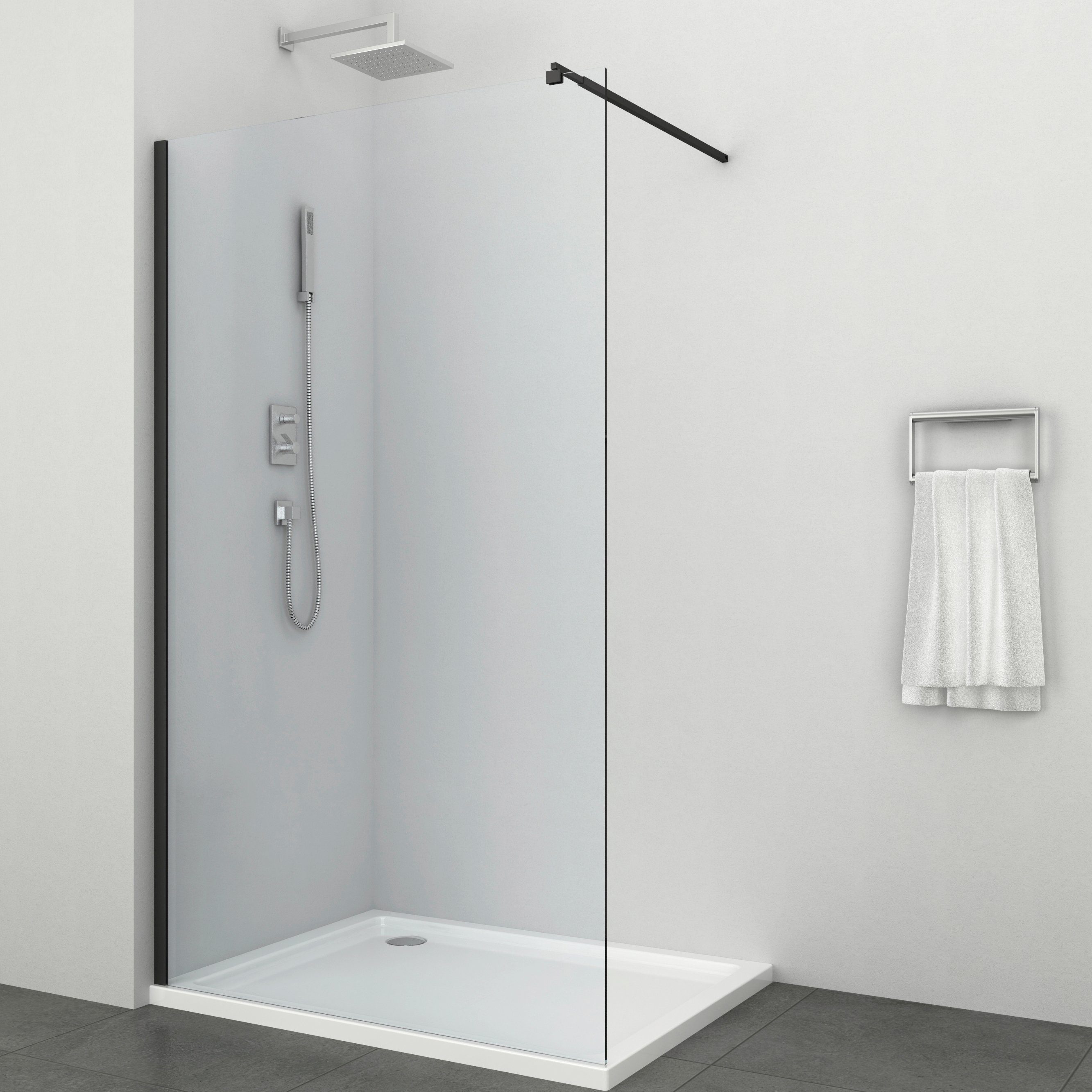 Sanotechnik Duschwand Sanoflex Freedom II Black, Einscheibensicherheitsglas