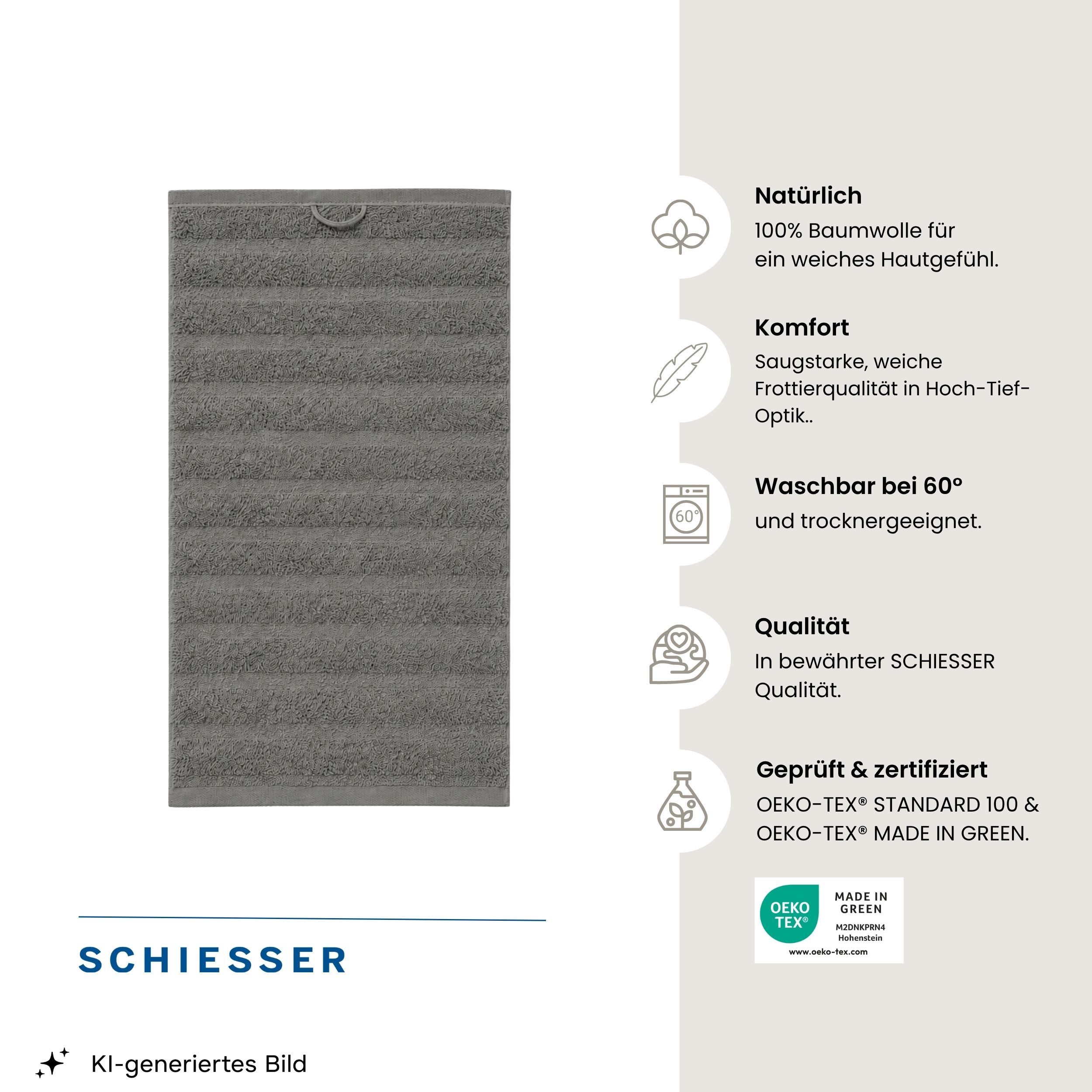 Schiesser Duschtücher Neapel aus 100% Baumwolle mit eleganter Hoch-Tief-Optik, Frottier (2-St), OEKO-TEX® MADE IN GREEN
