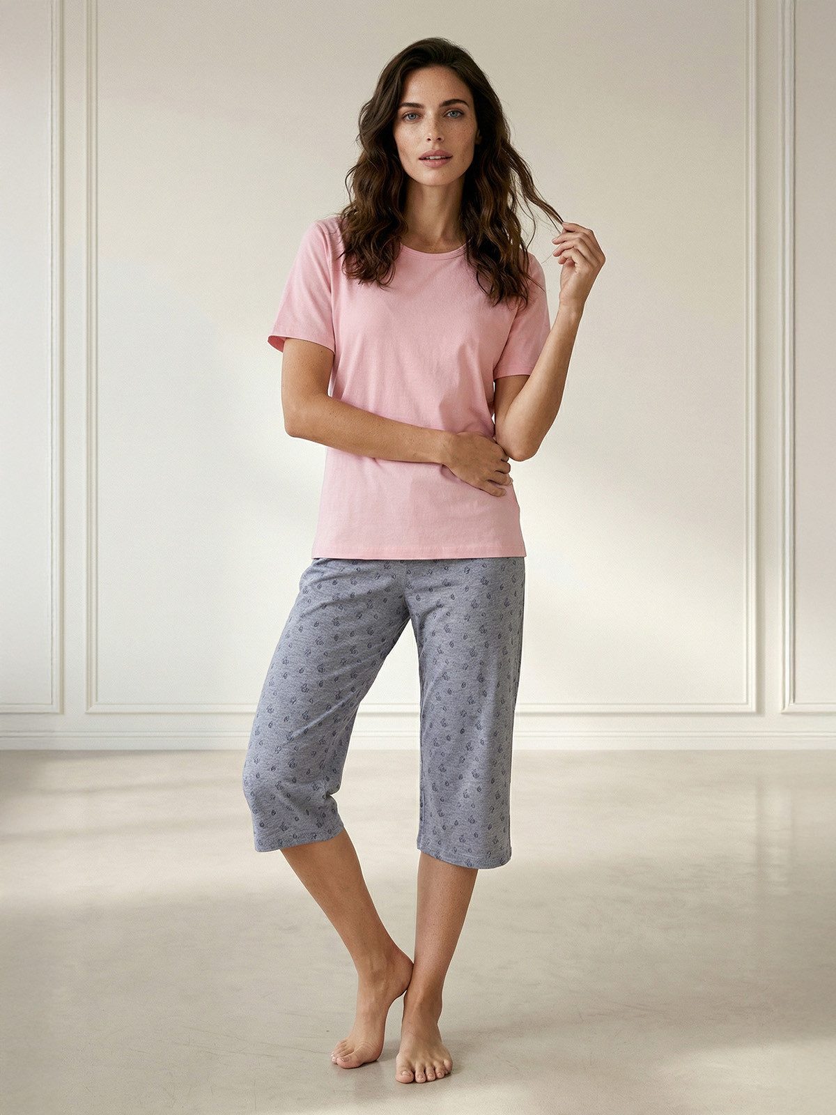 zeitlos Shorty Schmetterling Capri-Set Schlafanzug