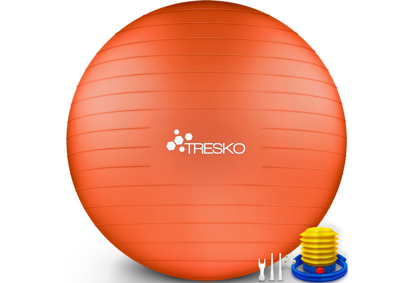 TRESKO Gymnastikball mit GRATIS Übungsposter inkl. Luftpumpe Yogaball, BPA-Frei Sitzball Büro Anti-Burst inkl. Luftpumpe, Fitnessball