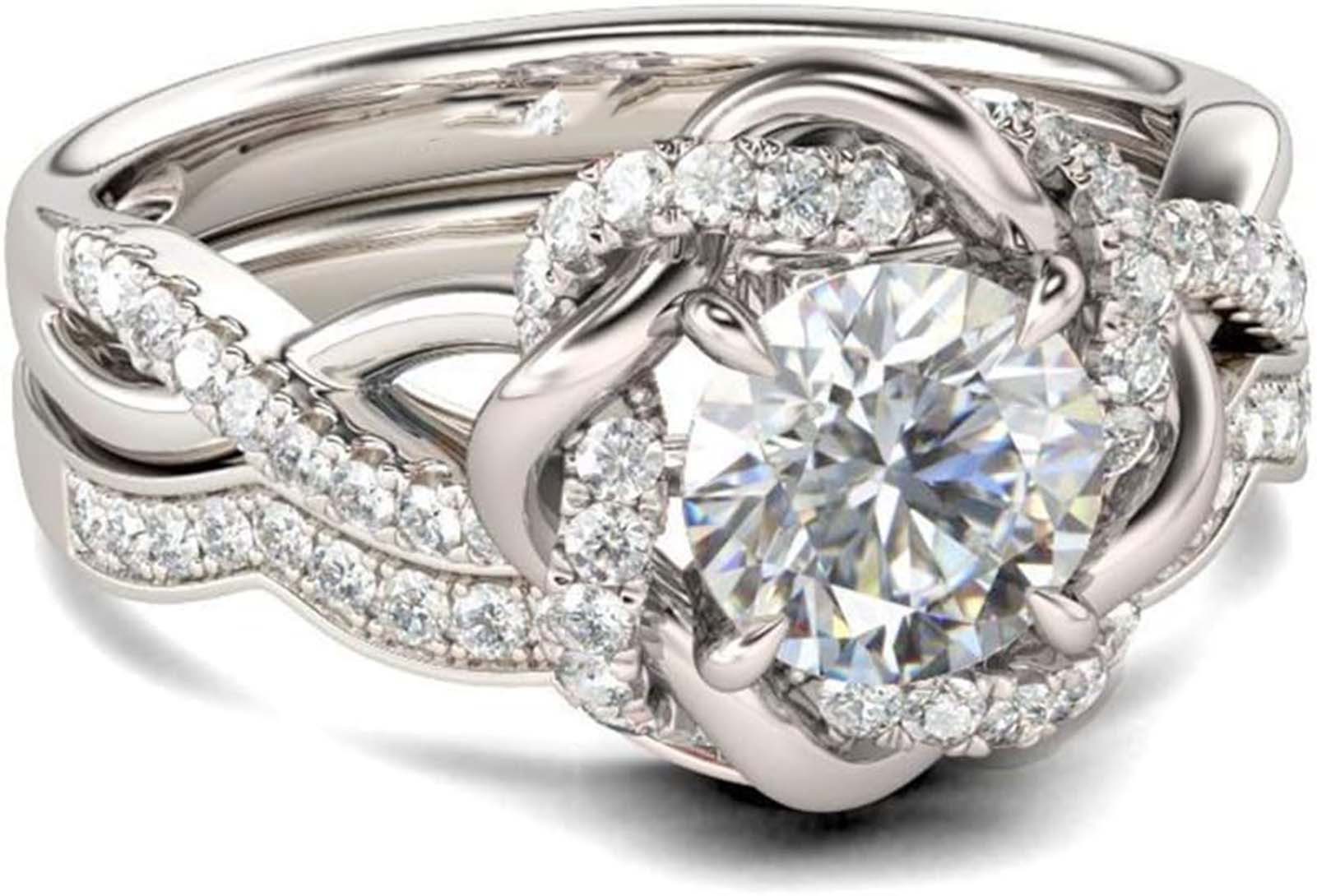 Jumpeak Diamantring Diamantring 1ct,D VS1,Ring Damen,Verlobungsring,Blumenring,Stapelbar, 585 Gold,Trauring,Promise Ring,Geschenk Schwester,geschenk für frau