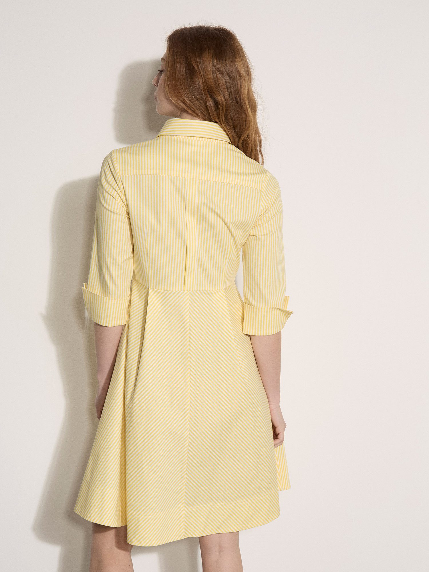 Apricot Minikleid Minikleid aus Baumwolle (Stoffgürtel) mit seitlichen Streifen