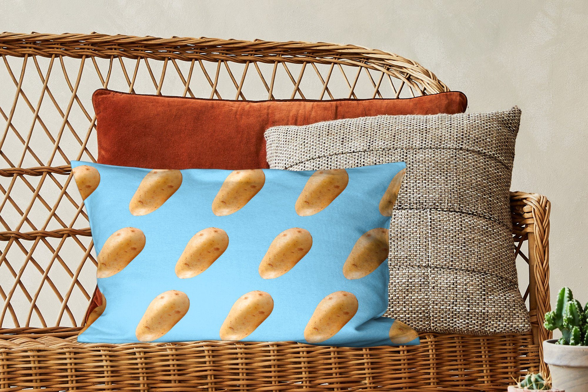 MuchoWow Dekokissen Dekoration, Wohzimmer - - Schlafzimmer Kartoffel Zierkissen, Blau, mit Füllung, Dekokissen Muster
