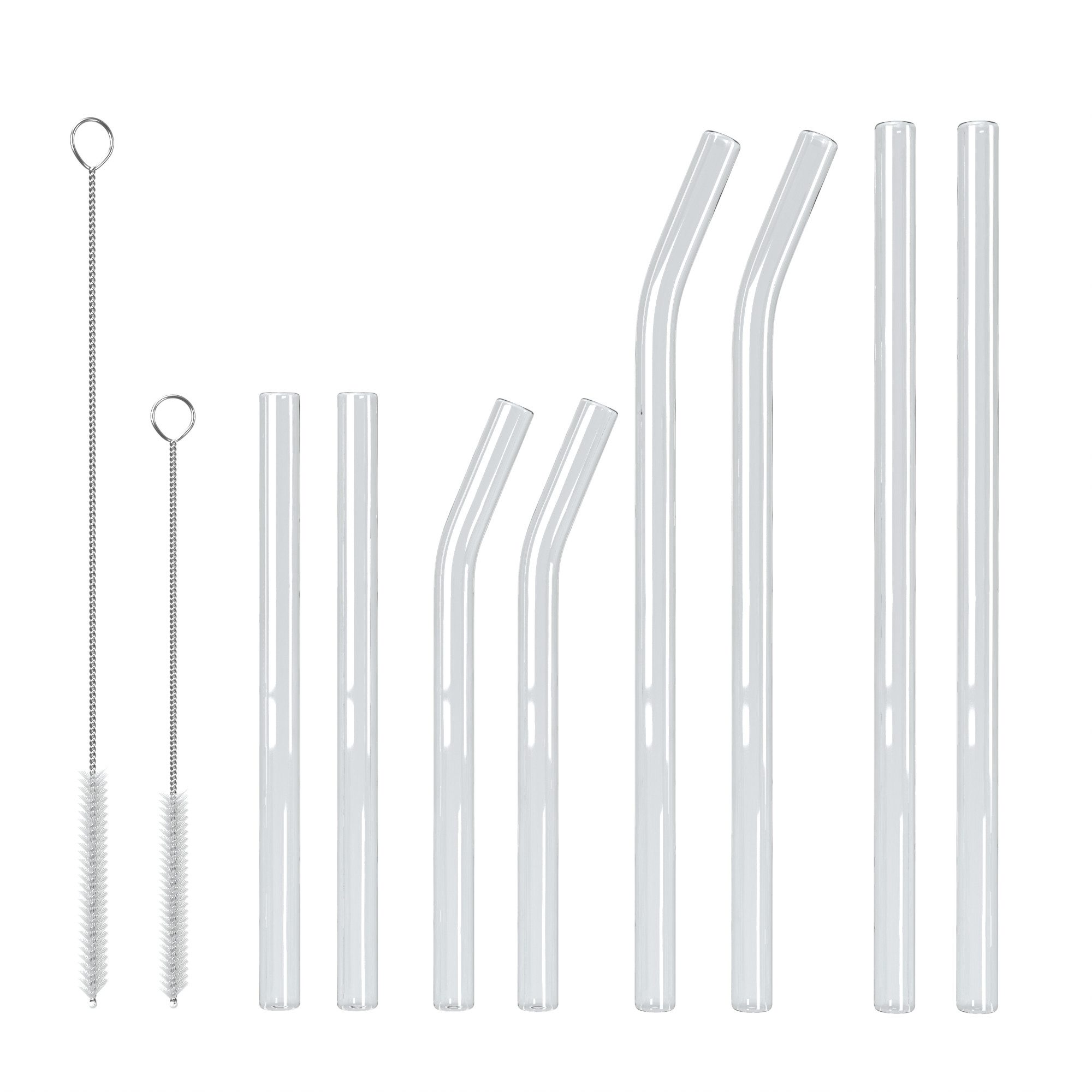EAZY CASE Trinkhalme 8x Glas Strohhalme für Cocktails Gebogen/Gerade, (8er Set), Trinkhalme für Cocktails Strohhalme wiederverwendbar Gebogen + Gerade