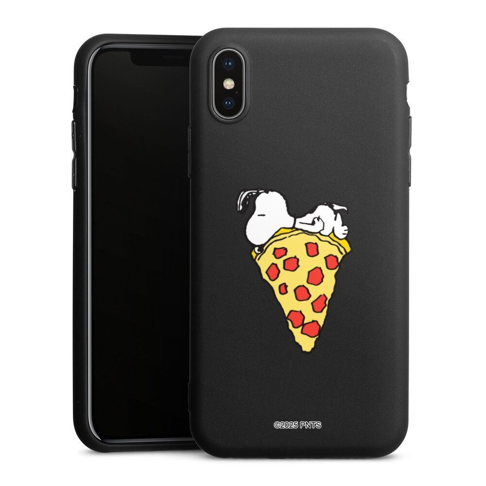 DeinDesign Handyhülle Peanuts Pizza Snoopy Snoopy Pizza Transparent, Apple iPhone Xs Silikon Hülle Premium Case Handy Schutzhülle