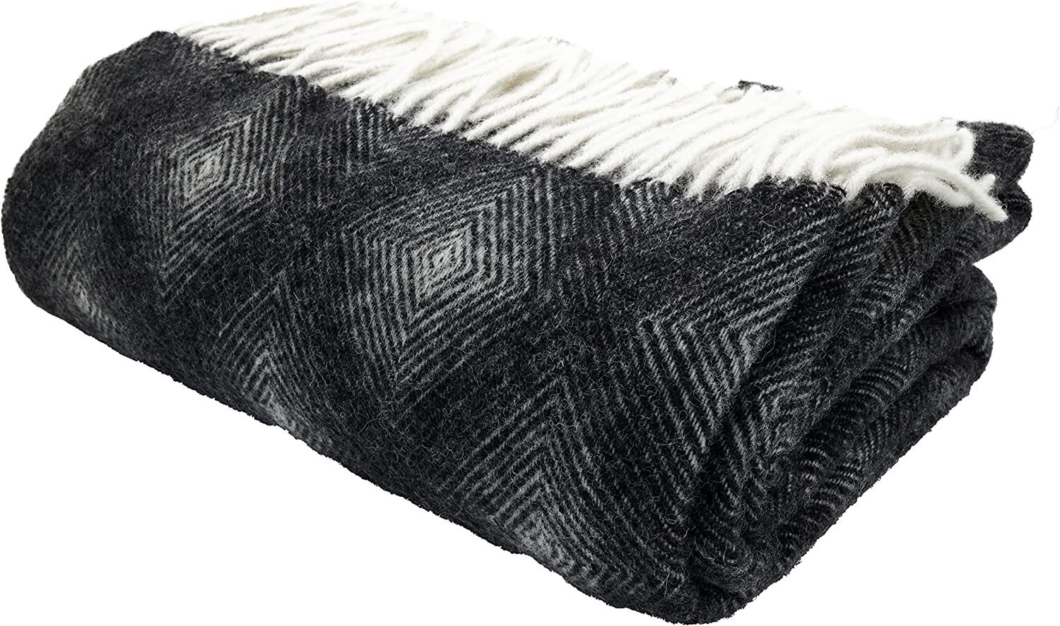 Wolldecke Fair De Luxe Wolldecke 100% Wolle, Plaid/Wohndecke, Anthrazit, He günstig online kaufen