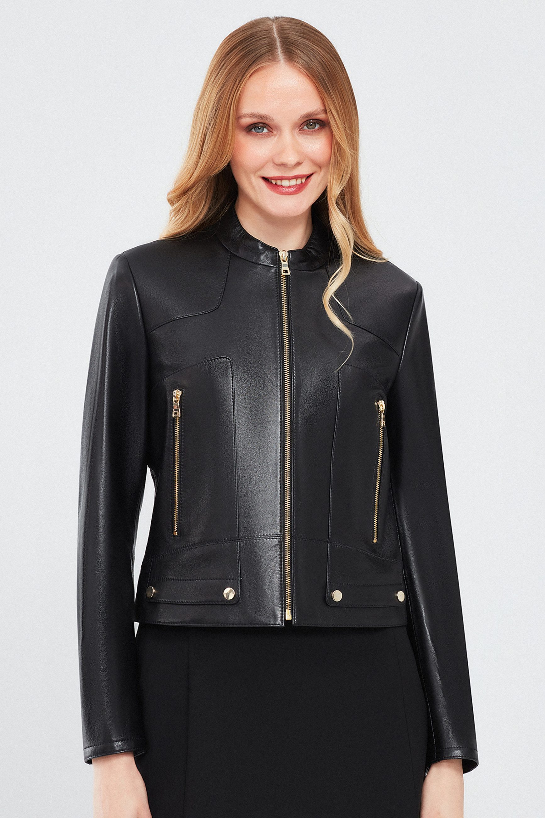 Derimod Lederjacke Sharon Kurze Lederjacke Regular Fit, Reißverschluss, Ste günstig online kaufen