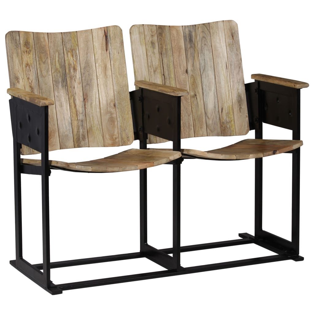 vidaXL Sessel 2-Sitzer-Bank Massivholz und Stahl