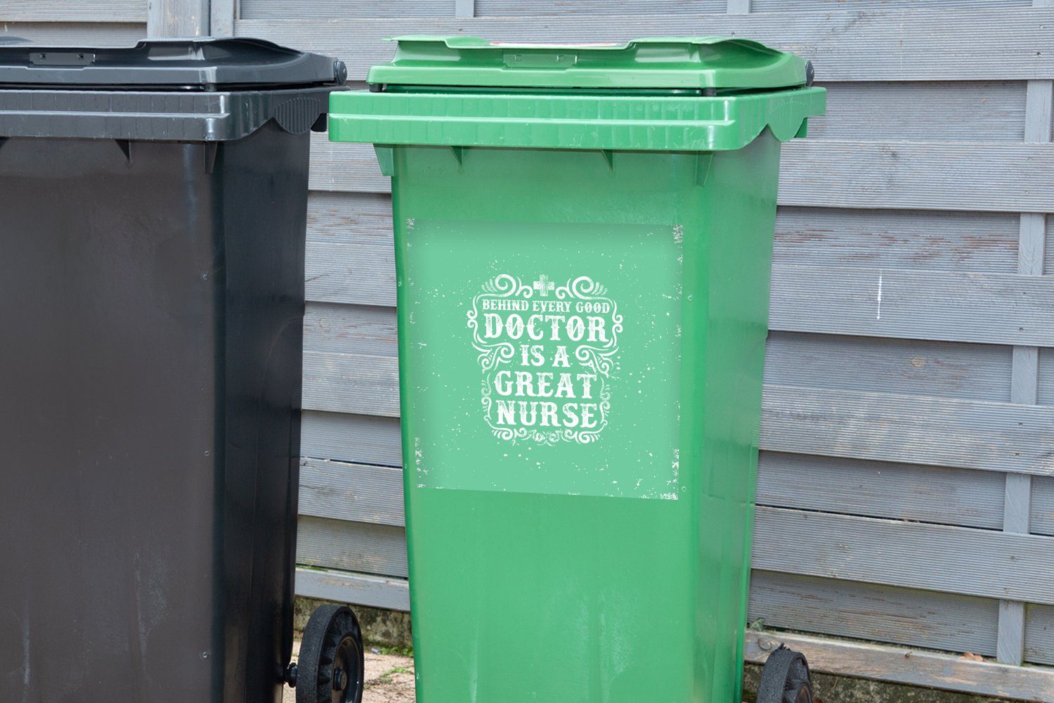 MuchoWow Wandsticker Jahrgang - Abfalbehälter Container, Mülleimer-aufkleber, St), Arzt Text Mülltonne, (1 Sticker, 