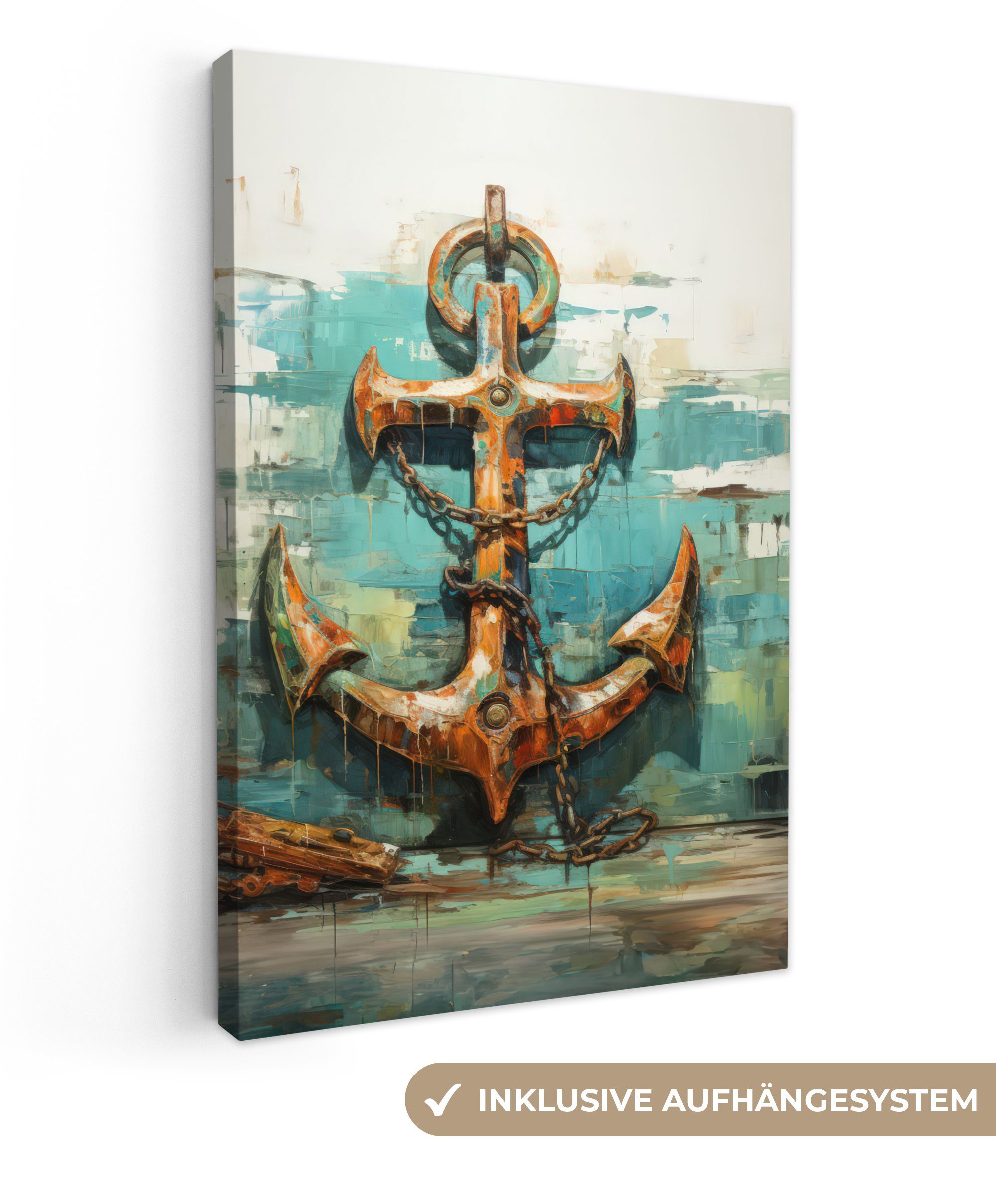 Leinwandbild Anker - Blau - Weiß - Maritim
