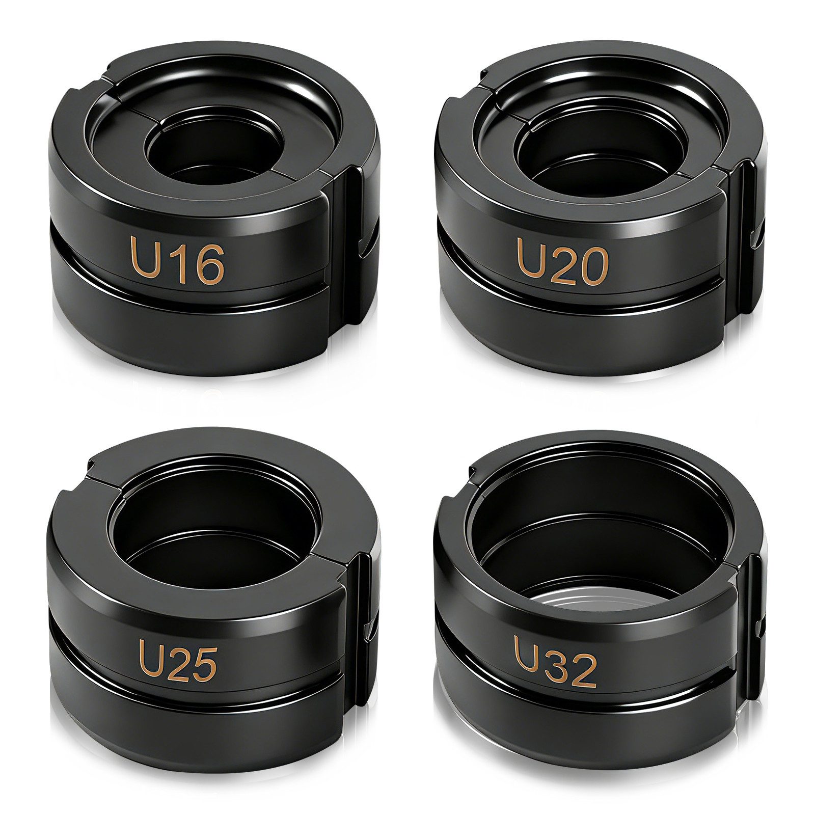 XERSEK Rohrzange U-Kontur Pressbacke Presszange Pressbackeneinsatz Wechselbacke, Set 4-tlg., U16/U20/U25/U32mm, Kompatibel mit Manuelle & Elektrische Hydraulische Crimpzangen