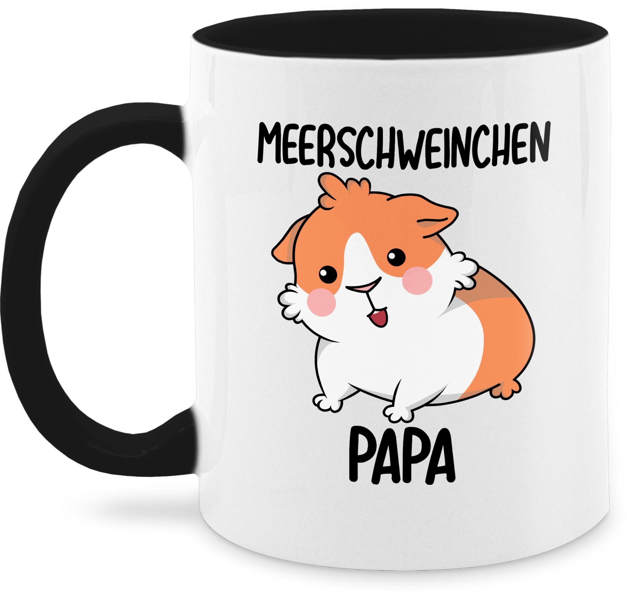 Shirtracer Tasse Meerschweinchen Papa, Keramik, 2 Schwarz Statement