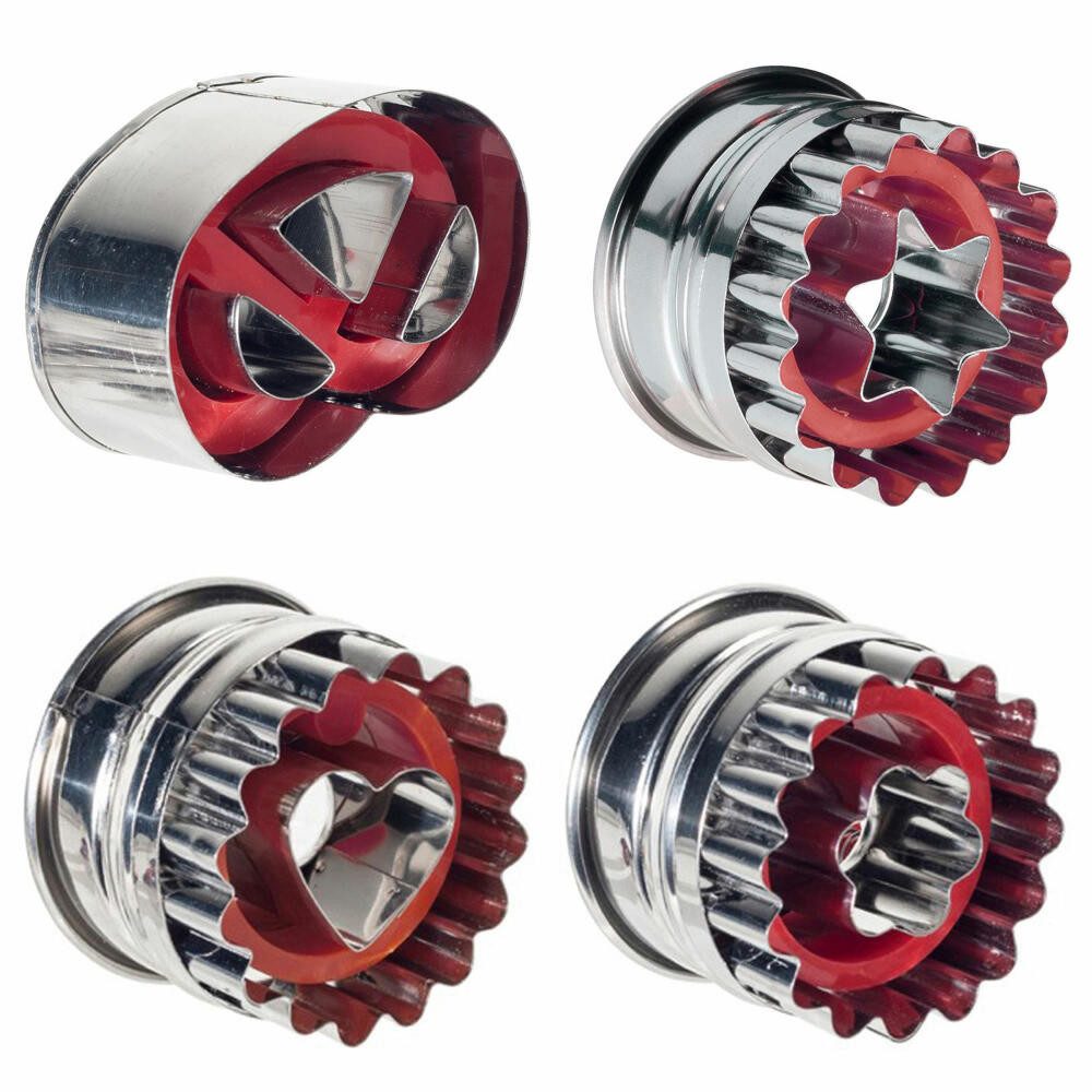 WESTMARK Ausstechform Set für Linzer-Kekse, 4-tlg., 4 unterschiedliche Motive, Mit Auswerfer, Edelstahl