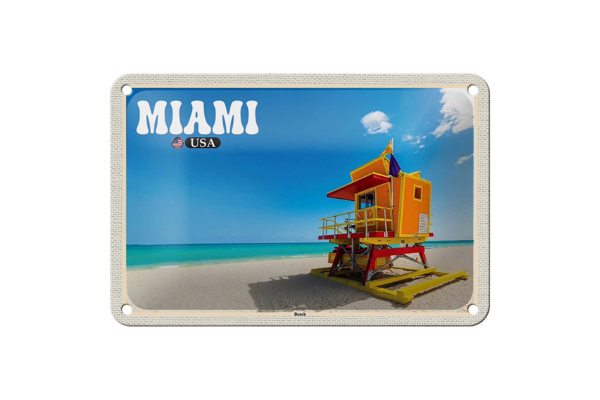 Metallschild Reise 18x12cm Miami USA Strand Meer Urlaub