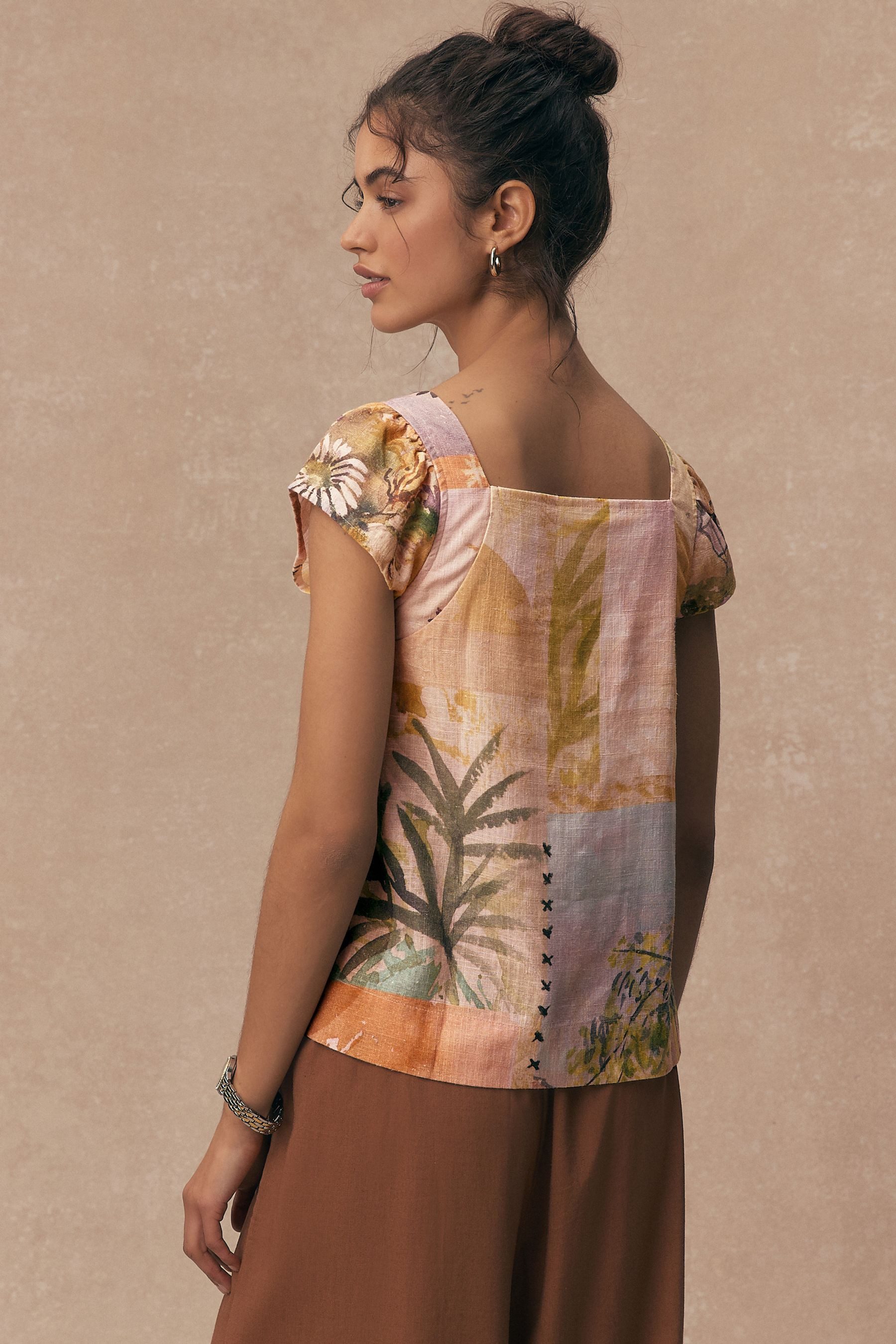 Next Blusentop Geknöpftes Oberteil mit Flatterärmeln und Leinen (1-tlg) günstig online kaufen