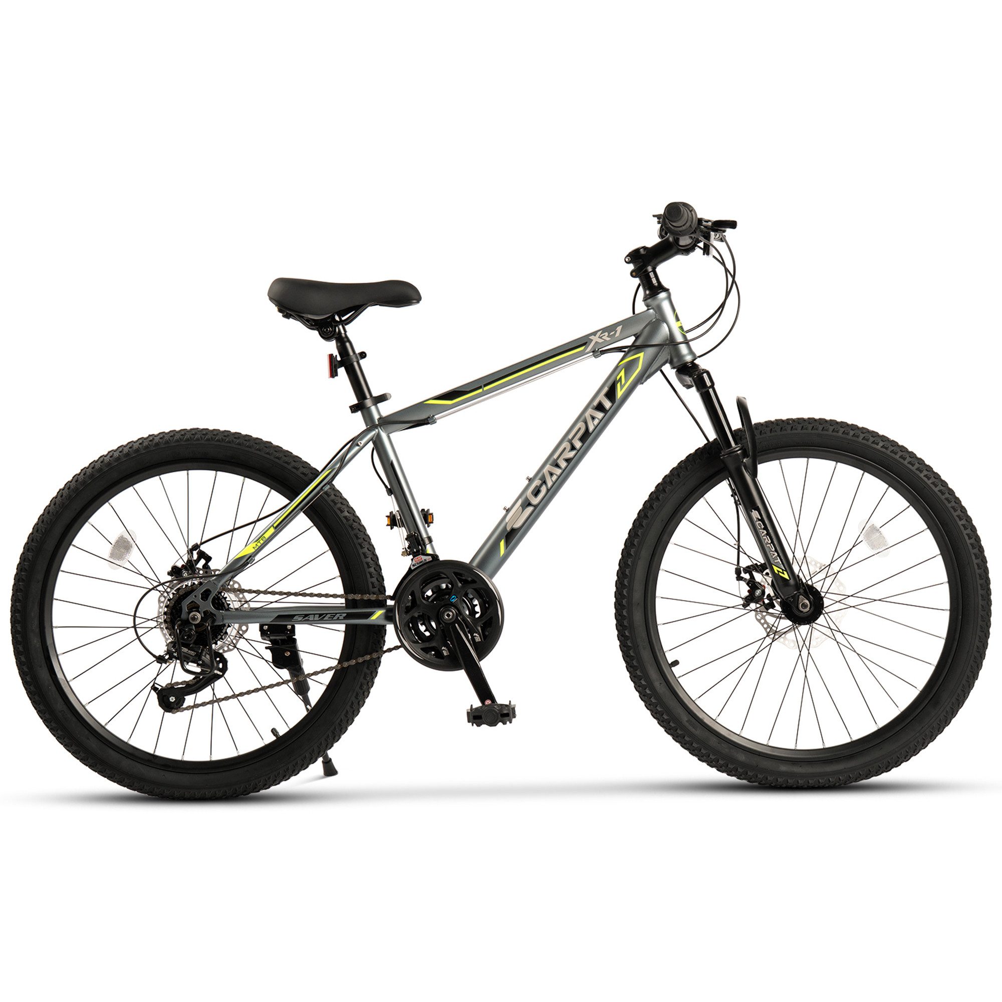 CARPAT SPORT Mountainbike 24 26 Zoll Fahrrad für Herren Damen, Mädchen und Jungen, 21 Gang, Kettenschaltung, Jugendfahrrad MTB Hardtail Fahrrad
