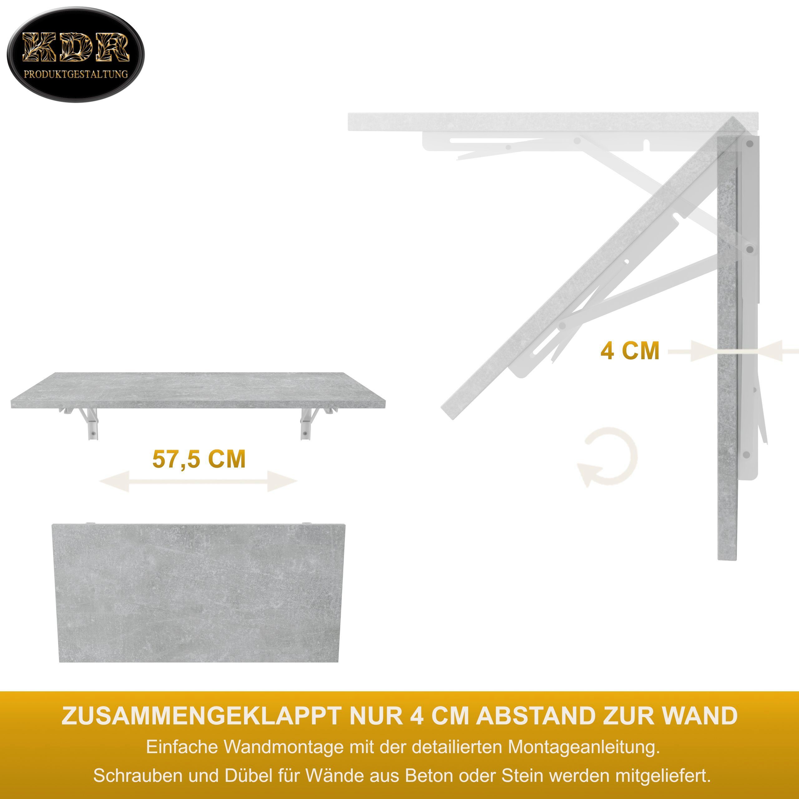 Schreibtisch Produktgestaltung Klapptisch Tisch, Wand KDR 80x40 Beton Küchentisch Esstisch Wandklapptisch