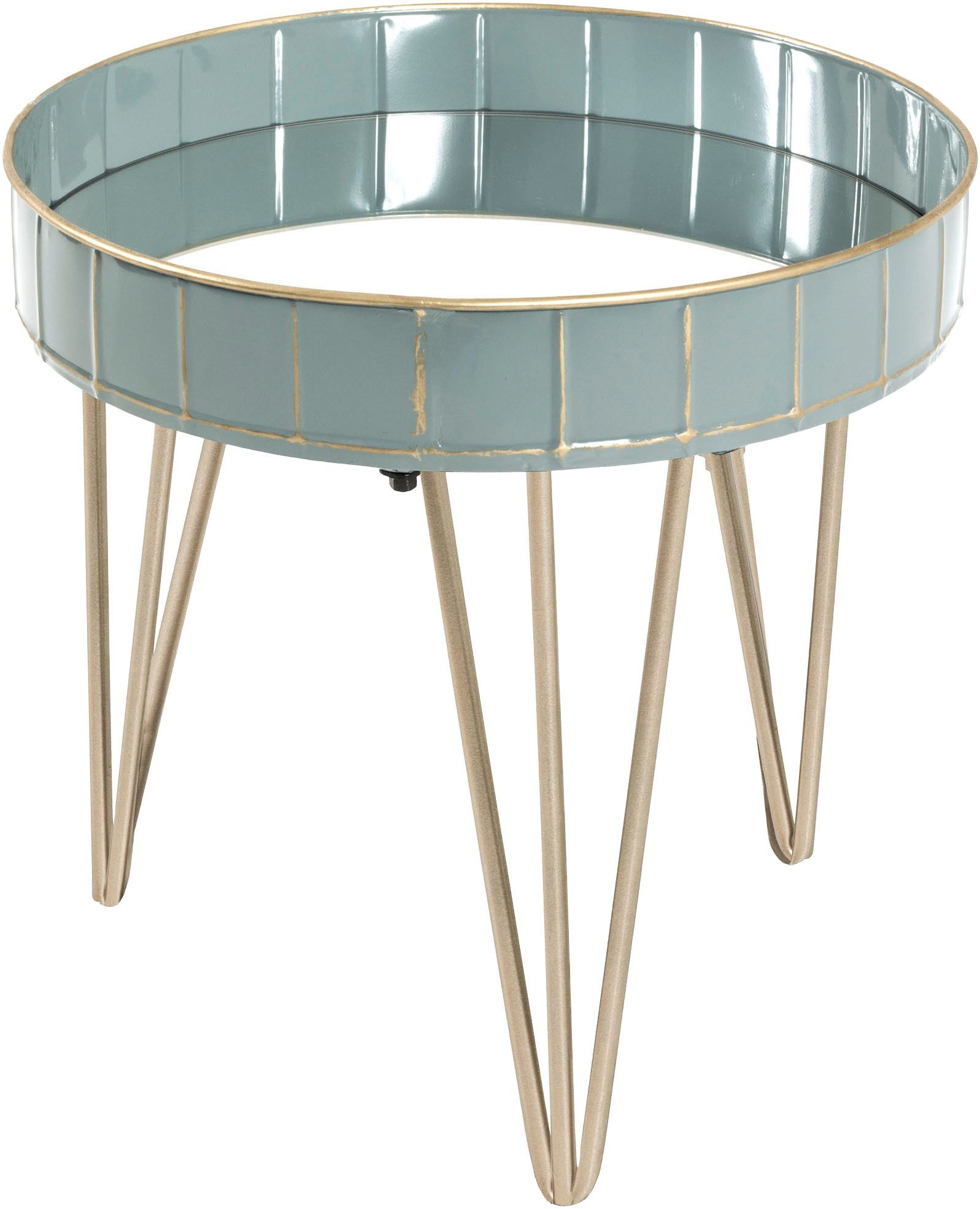 HAKU Beistelltisch Sofatisch, Wohnzimmertisch (1-St), rund - aus Metall Blau - Ø/H 41/40 cm