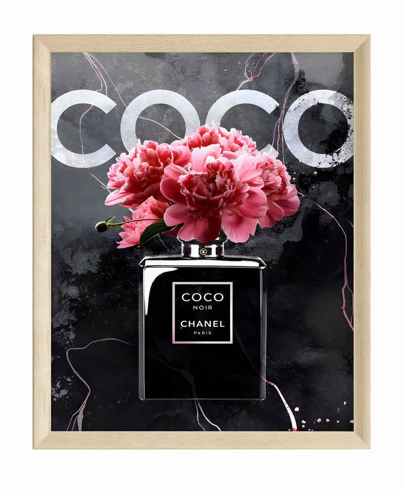 JUSTGOODMOOD Плакат Premium ® Coco Chanel Плакат · Coco Noir Parfüm Flacon · ohne Rahmen, (1 St), Плакат in vielen verschiedenen Größen verfügbar, Плакат, Wandbild