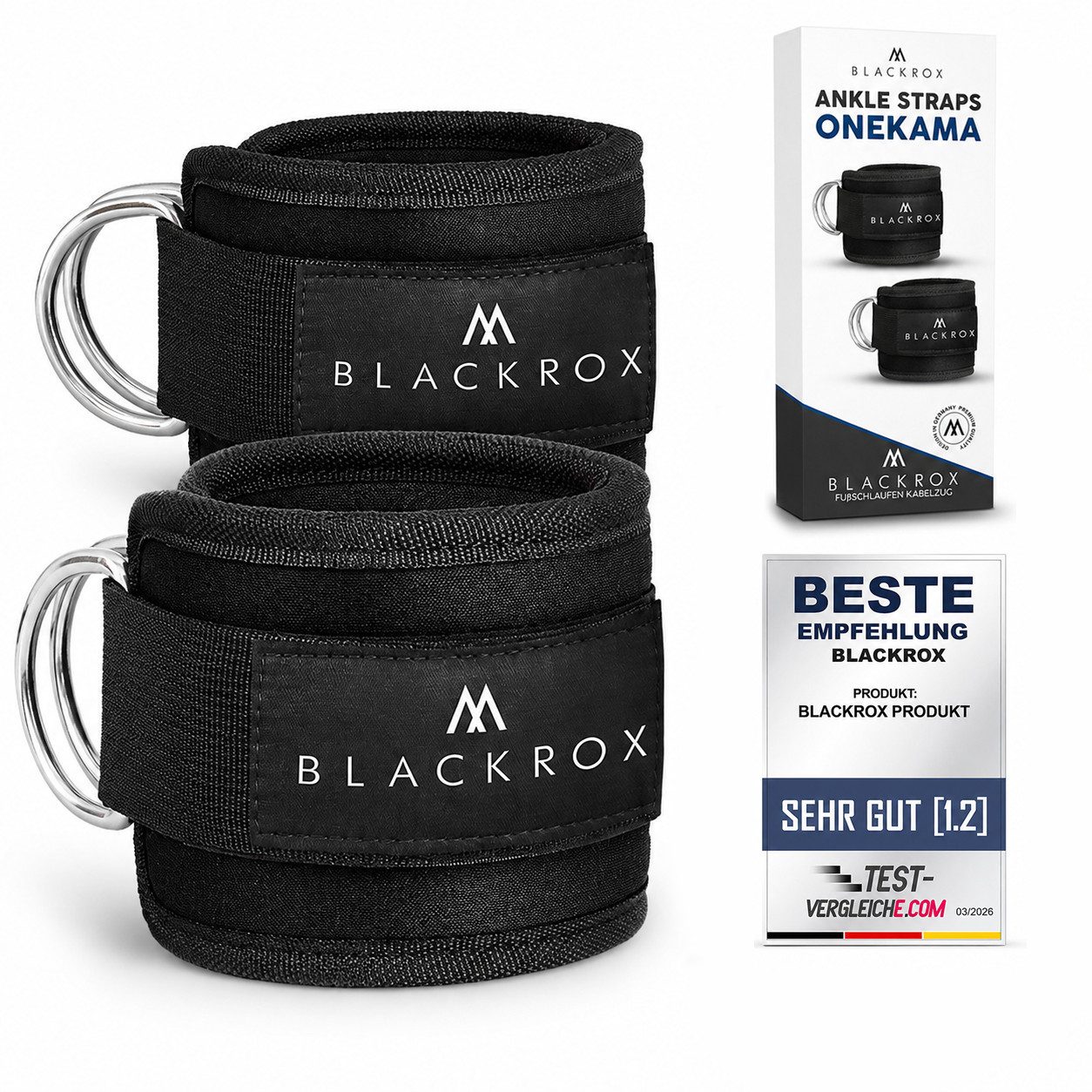 BLACKROX Trainingshilfe Fußschlaufen 2026, ONEKAMA, Training am Kabelzug, 2er Set
