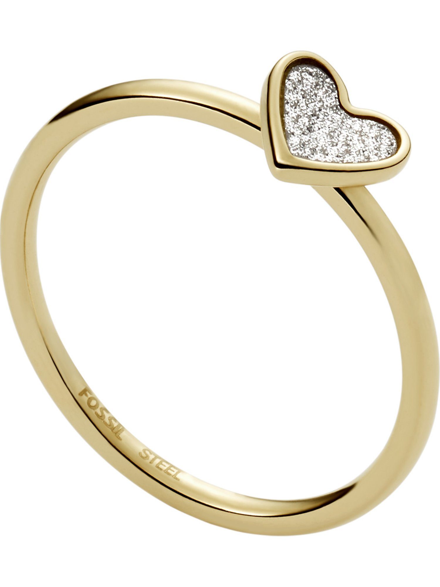 Fingerring Fossil Damen-Damenring Edelstahl Herz