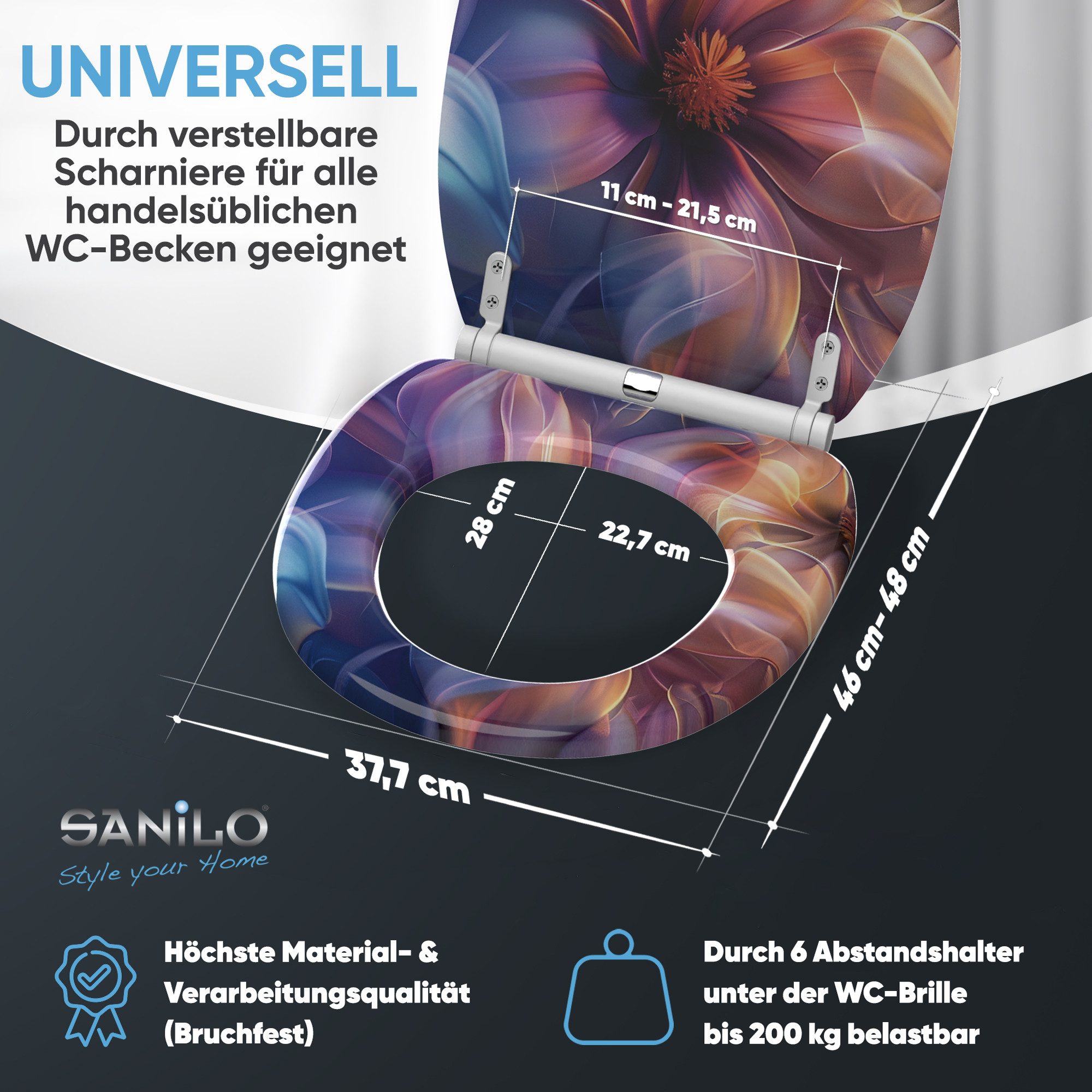 Sanilo WC-Sitz mit Absenkautomatik & Top Fix in vielen Designs, hochwertig, abnehmbar, leichte Montage von oben, mit Schraubenzieher – Bild 4 von 5