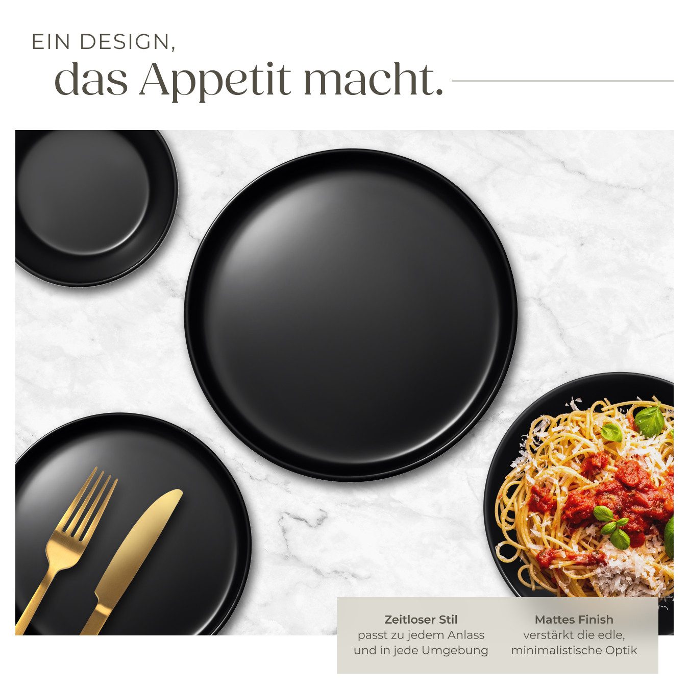 tectake Geschirr-Set Tafelservice "Una" Robustes Steingut mit Glasur für lange (24-tlg), 6 Personen, Steingut, für 6 Personen